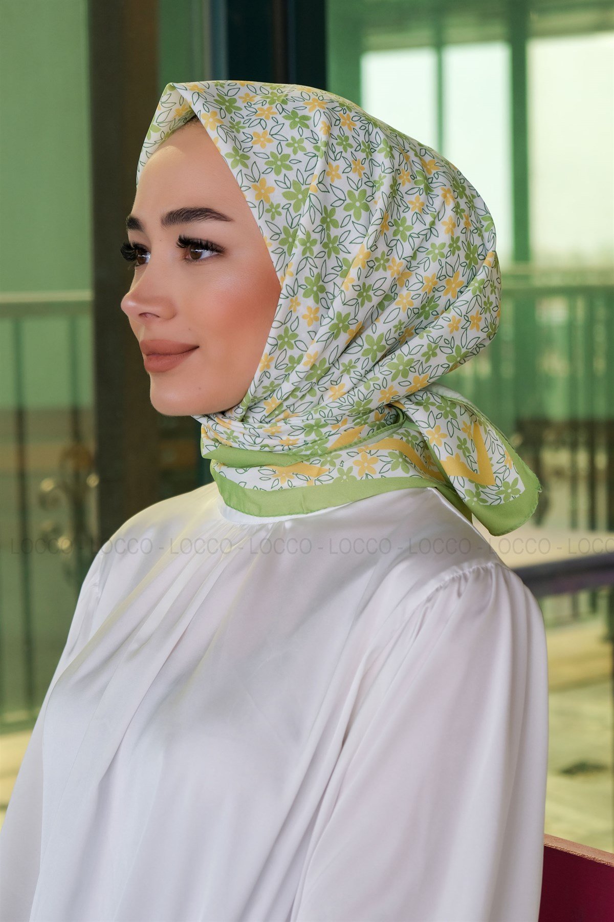 Uygun Fiyatlı KUCUK CICEK DESEN ESARP ACIK YESIL | Loccomoda.com 