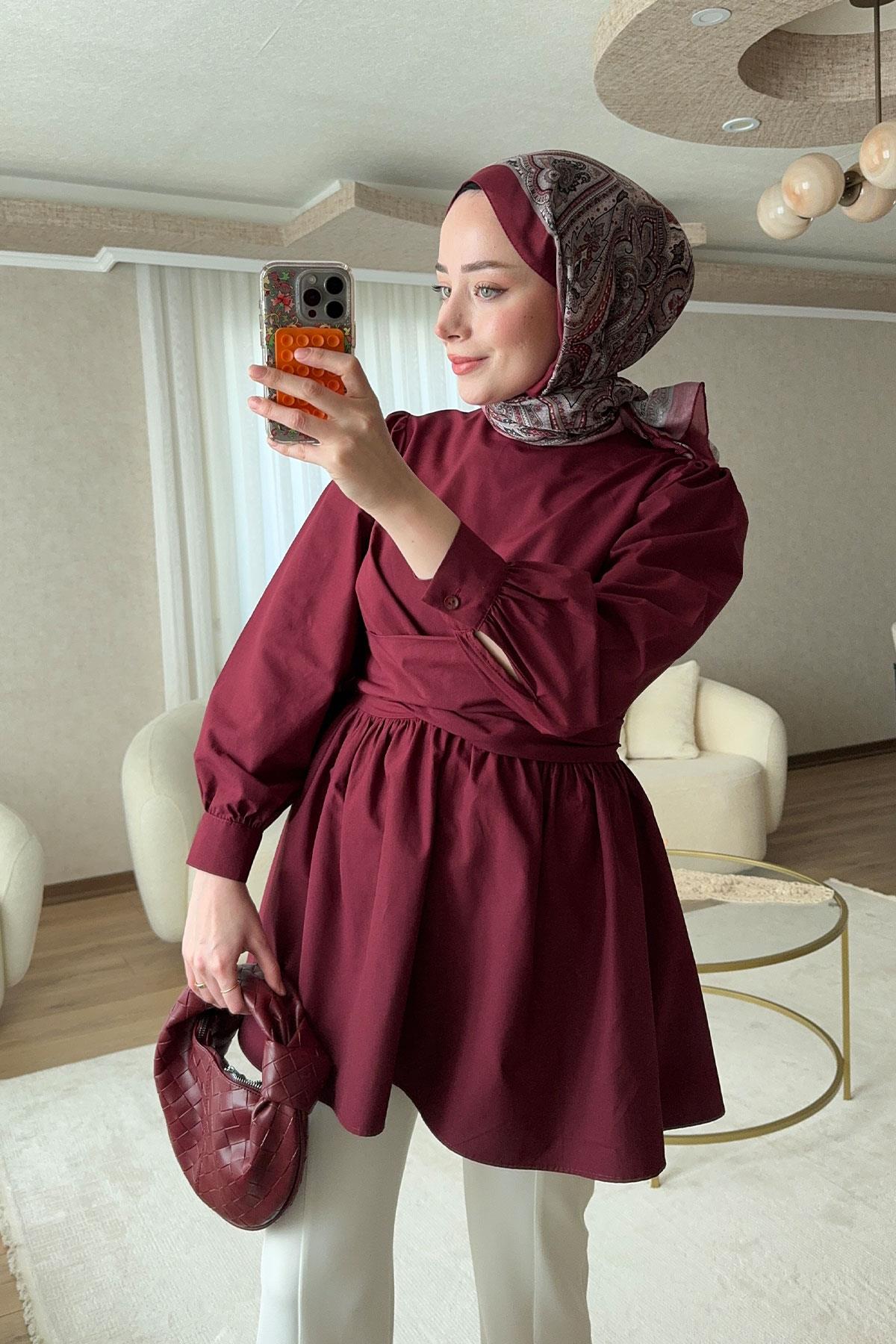 Önden Bağlamalı Bluz Bordo