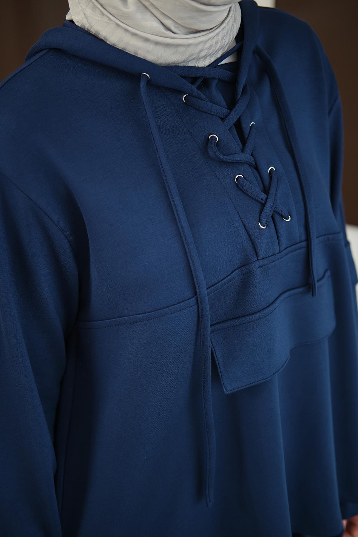 Önü Çapraz İp Detay Takım Lacivert