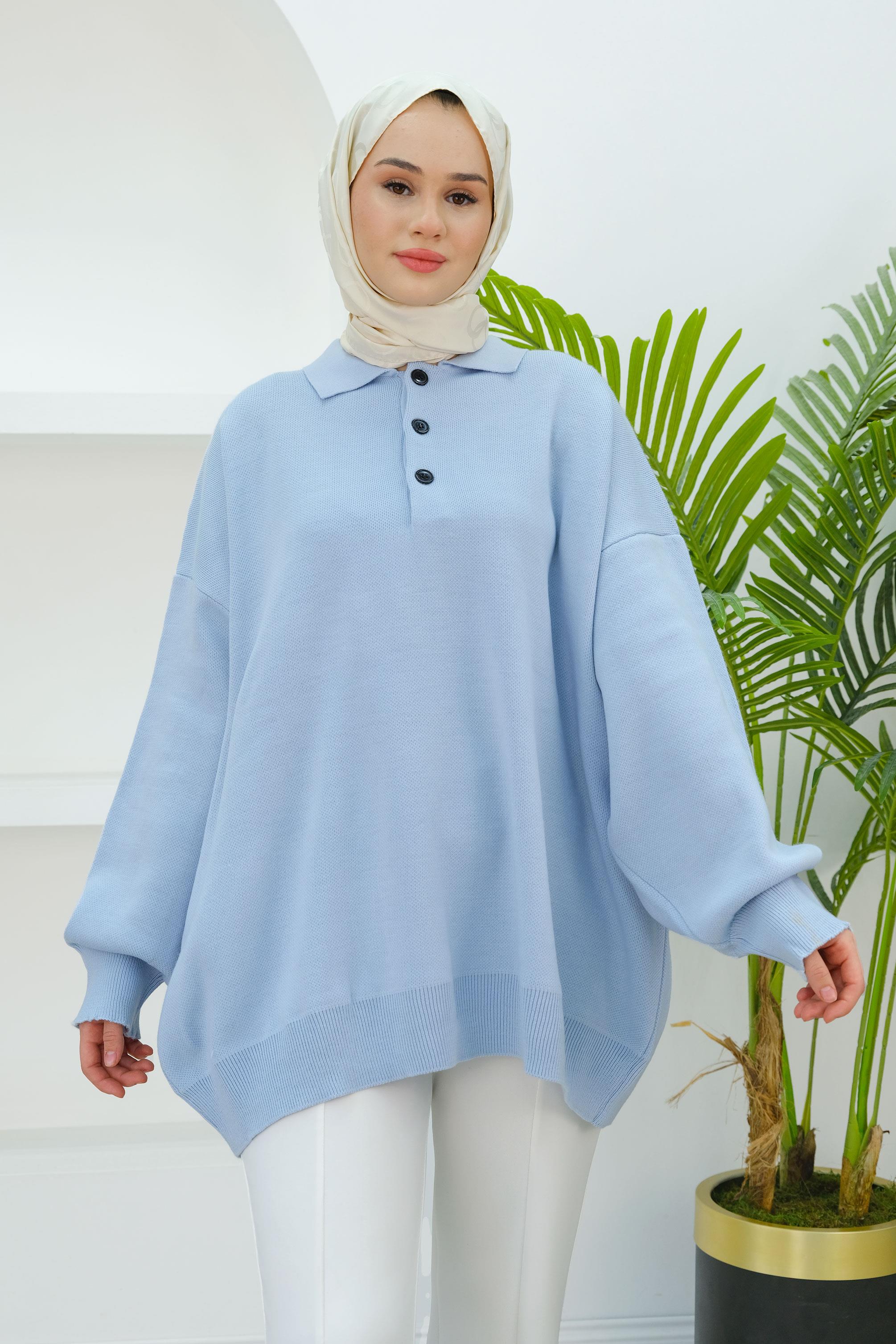 Polo Yaka Tunik Bebe Mavi