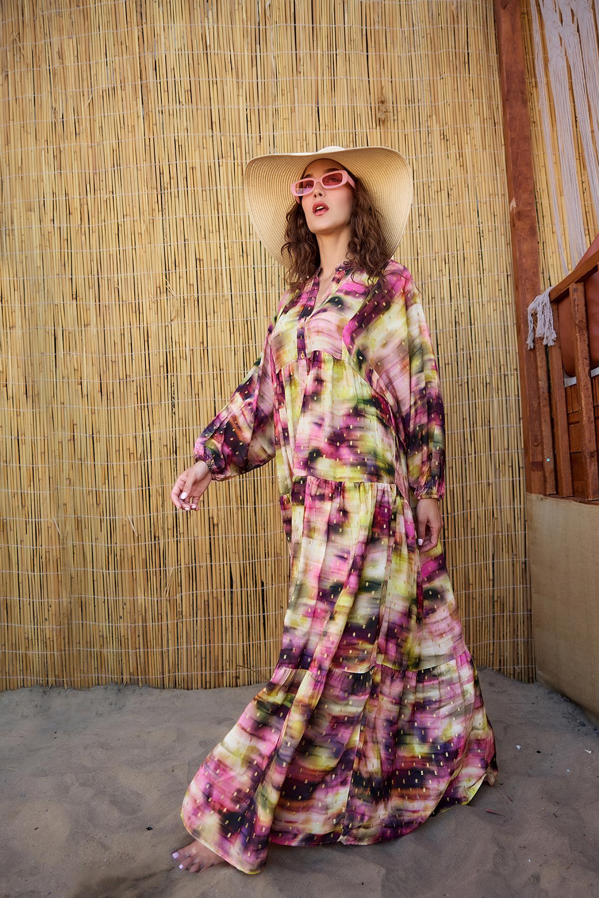 Sim Detay Elbise Mor