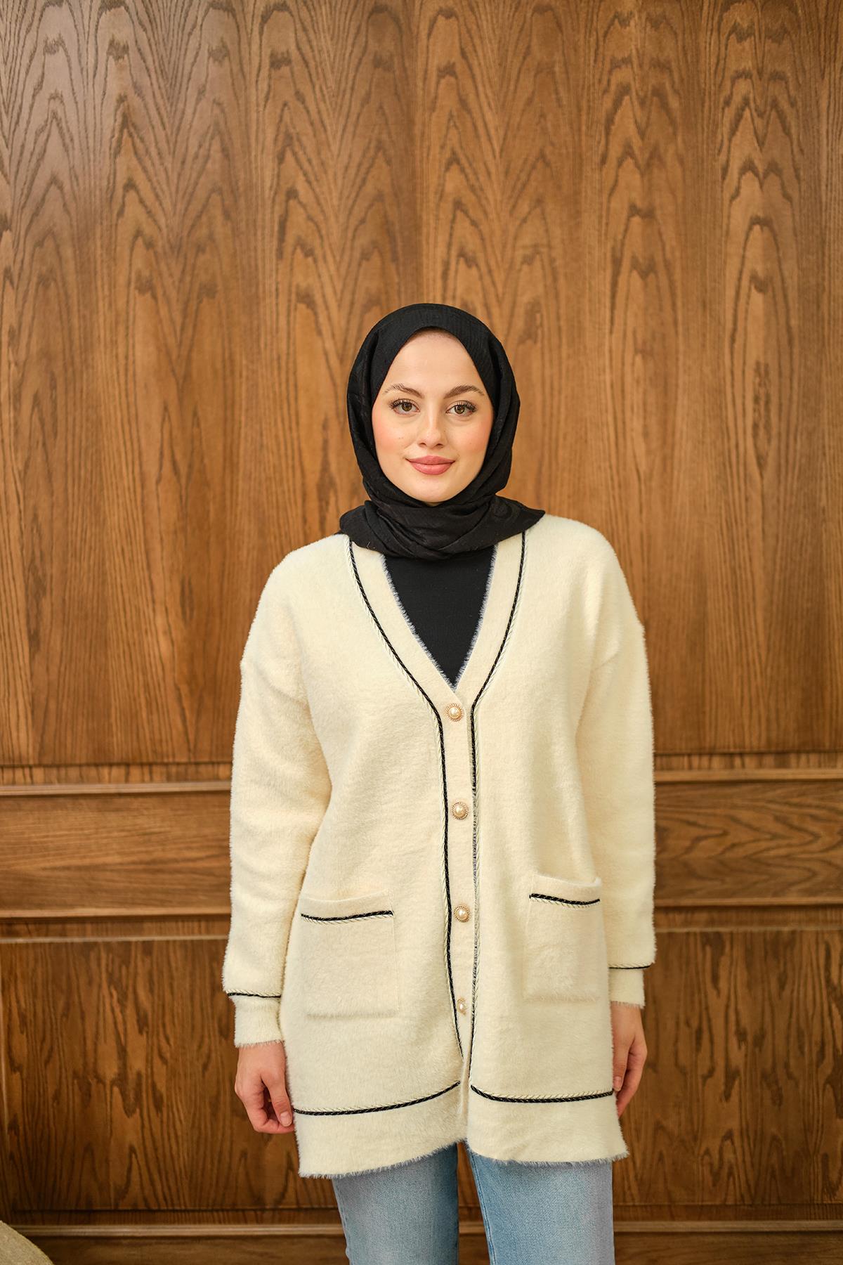 Sim Detay Hırka Bej