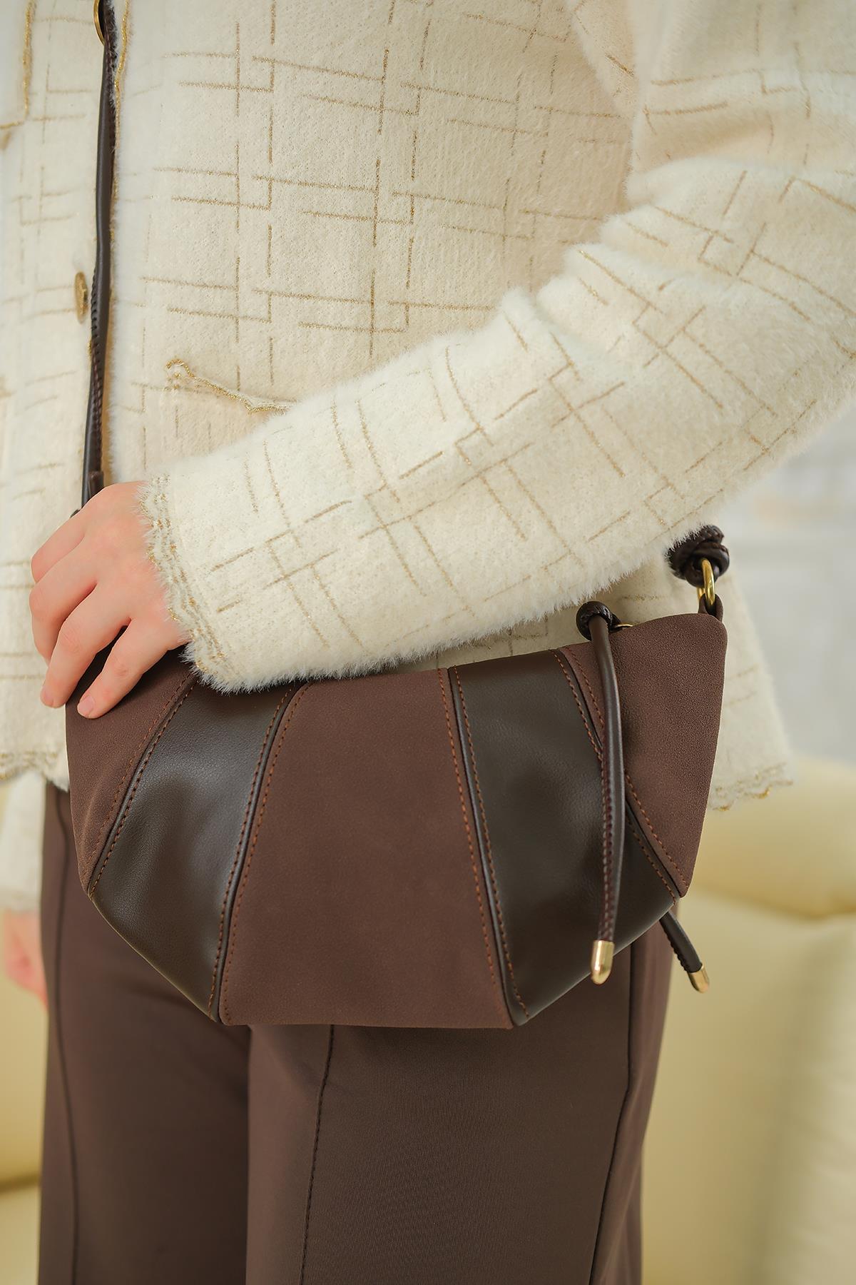 Süet Detay Çanta Kahverengi