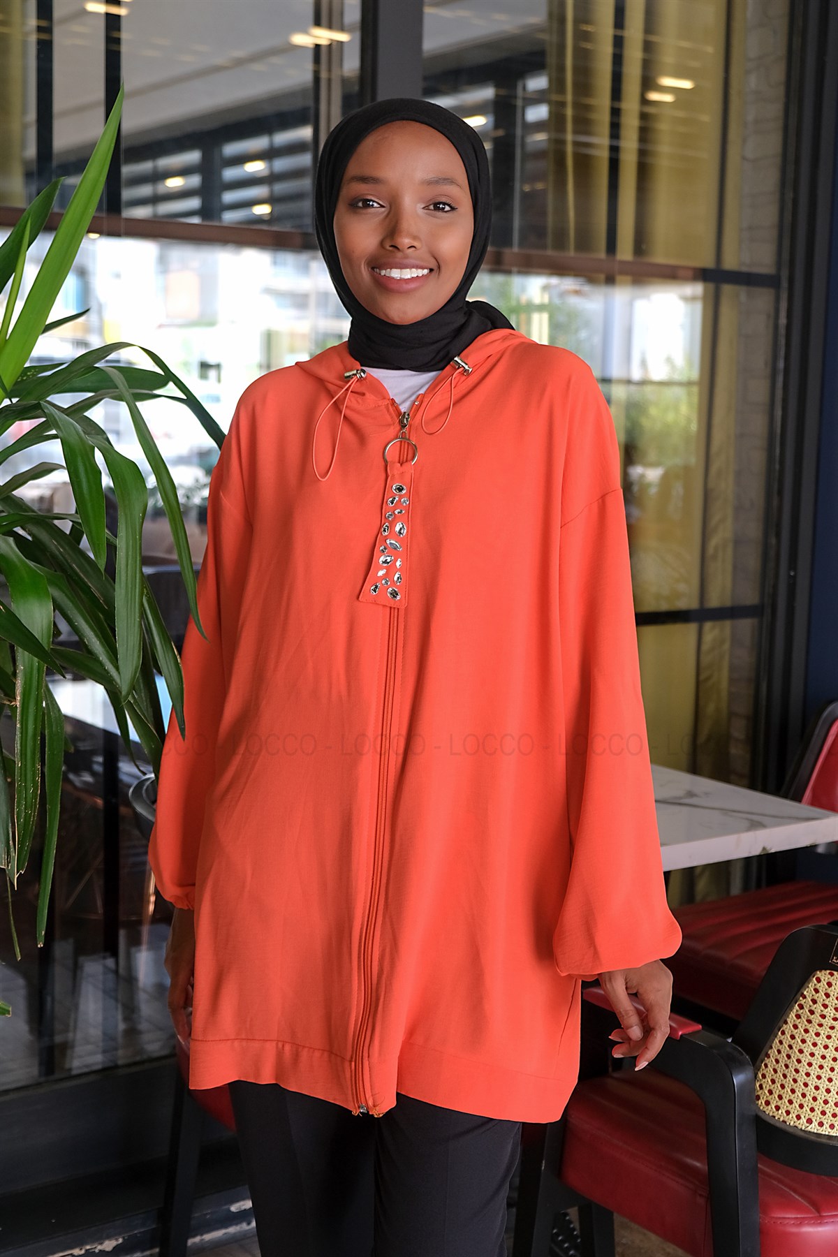 Uygun Fiyatlı TAS DETAY FERMUARLI HIRKA ORANJ | Loccomoda.com 