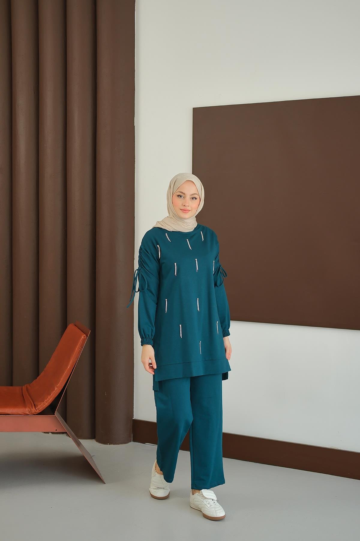 Taş Detay Takım Petrol Mavi