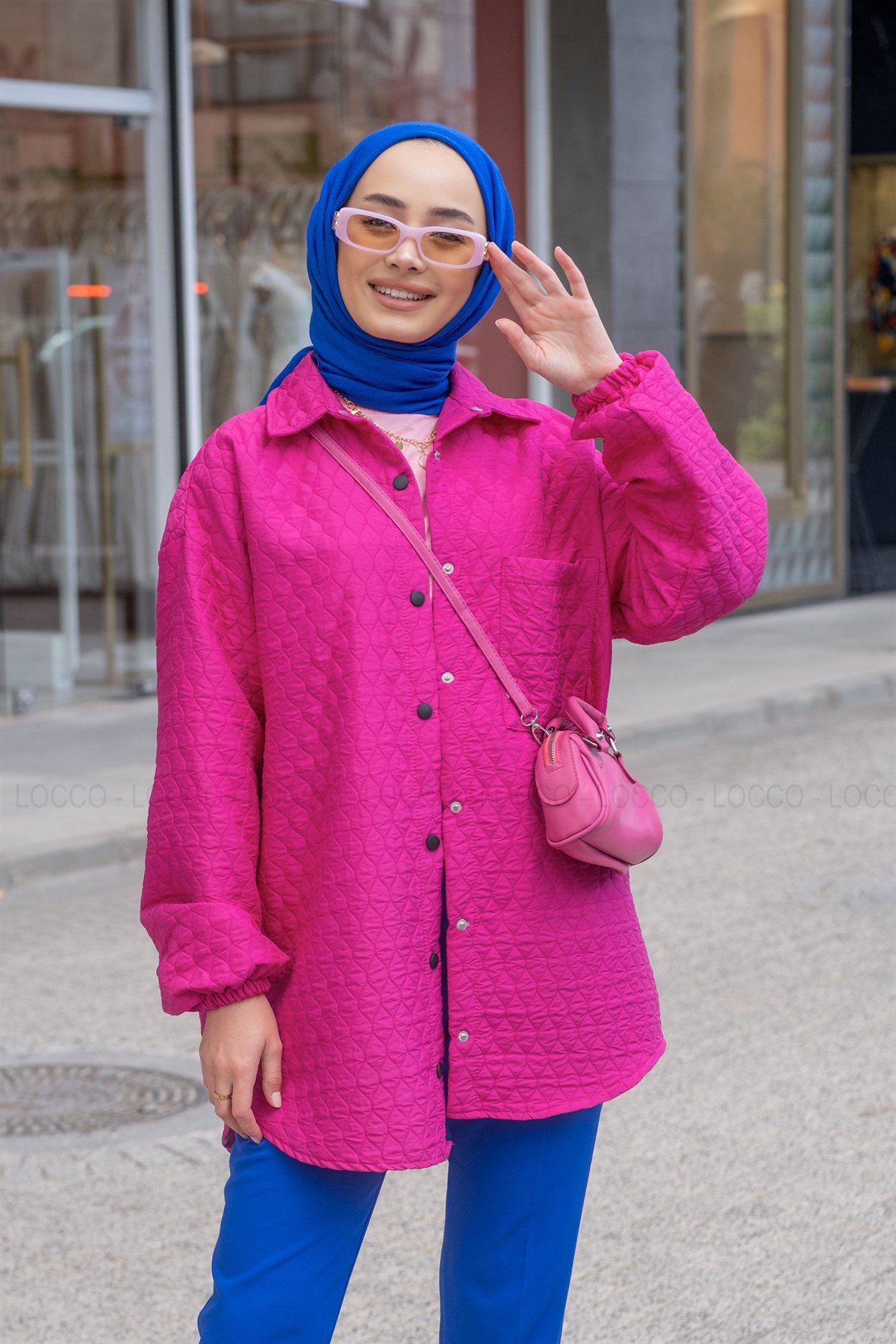 Uygun Fiyatlı TEK CEPLI KAPITONE GOMLEK FUSYA | Loccomoda.com 