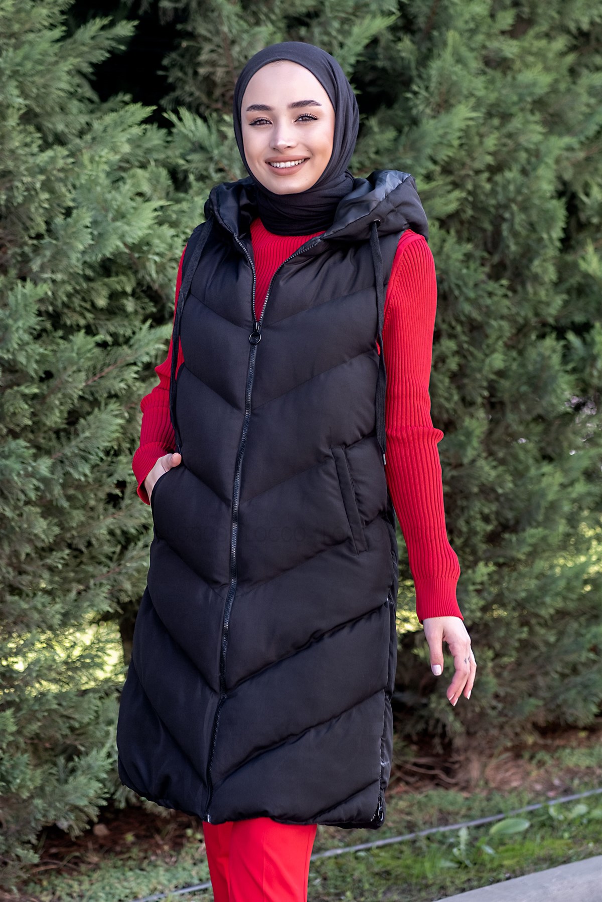 Uygun Fiyatlı YANLARI FERMUARLI SISME YELEK  SIYAH | Loccomoda.com 