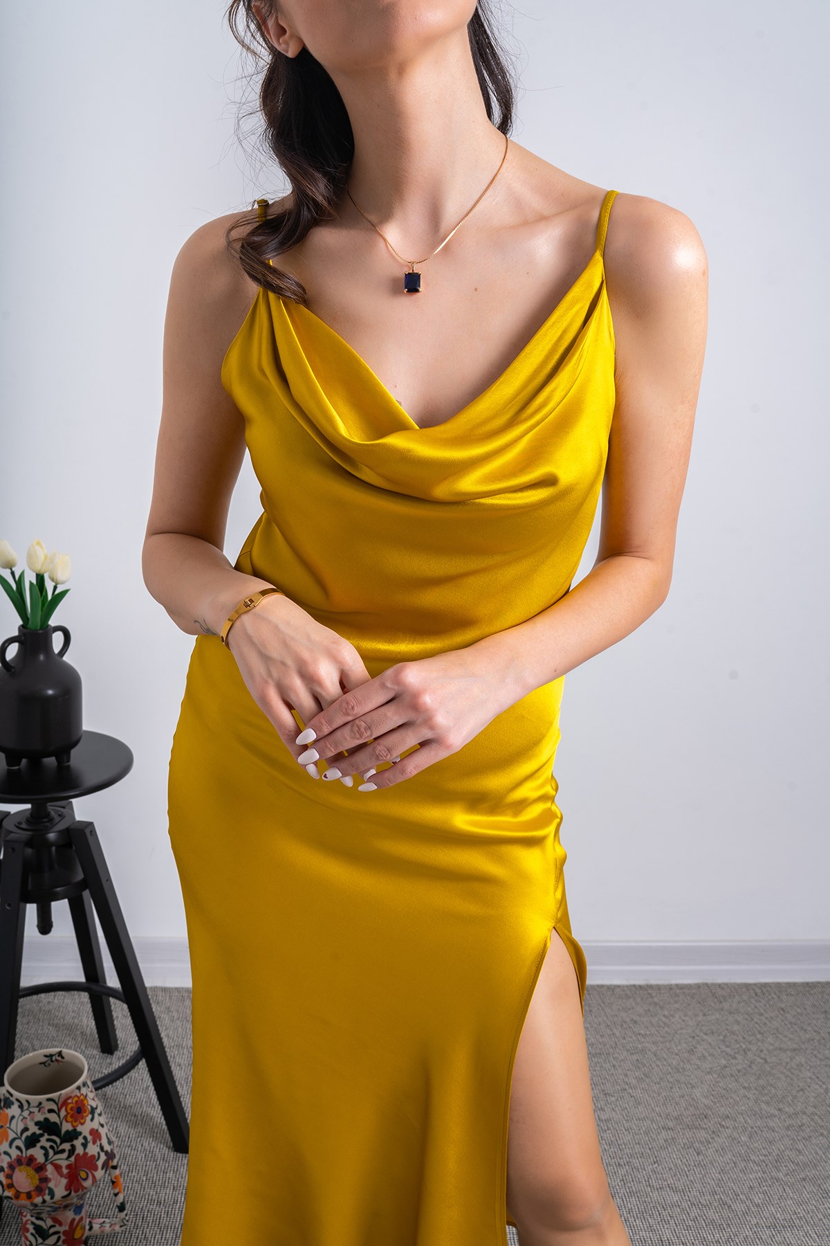 Kadın Dionne Elbise Hardal Sarısı