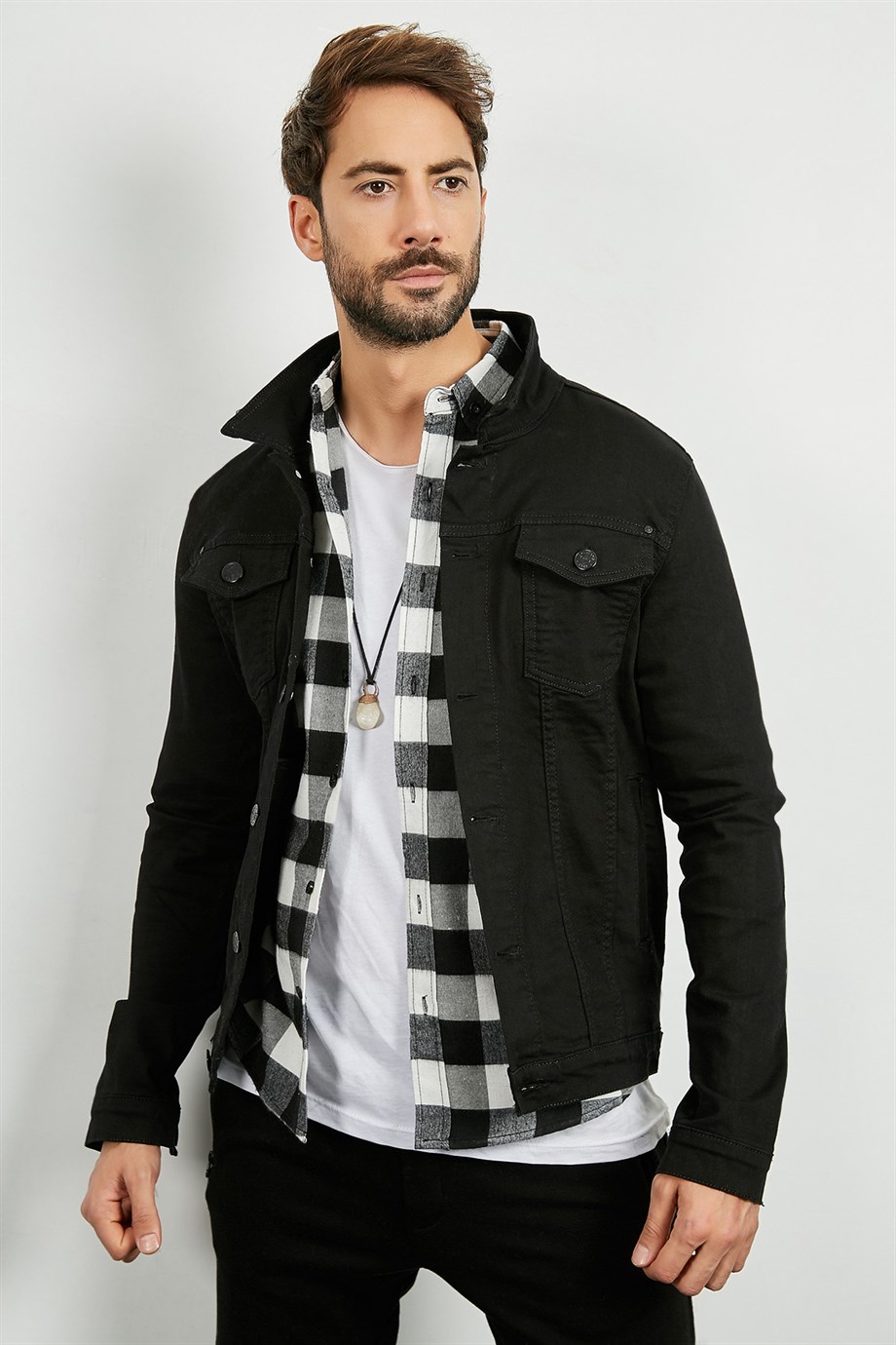 Düğme Cepli Kot Ceket