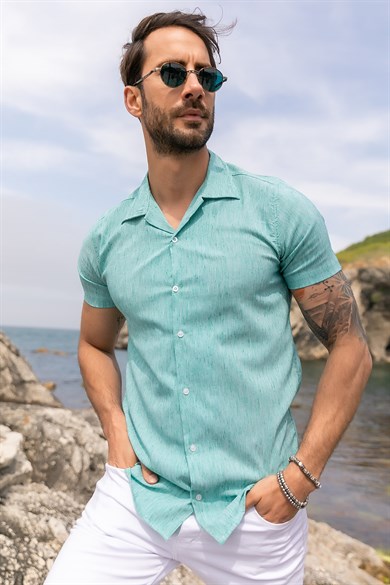 Kısa Kol Apaç Yaka Gömlek