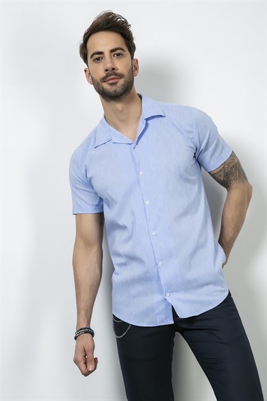 Kısa Kol Apaç Yaka Gömlek