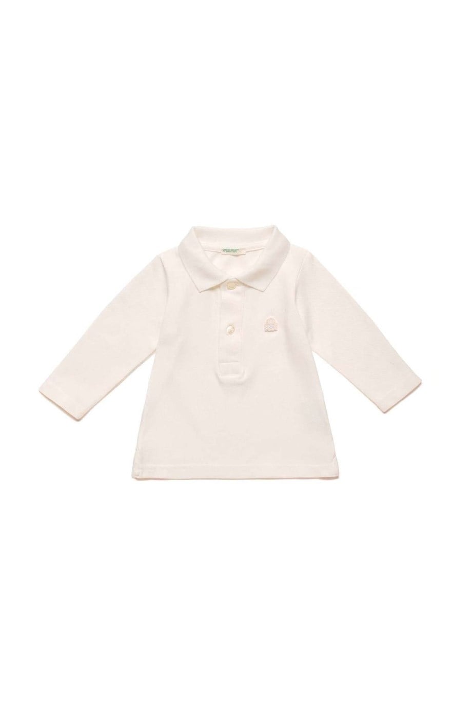 Krem Kız Bebek Benetton Logo Polo Tshirt 