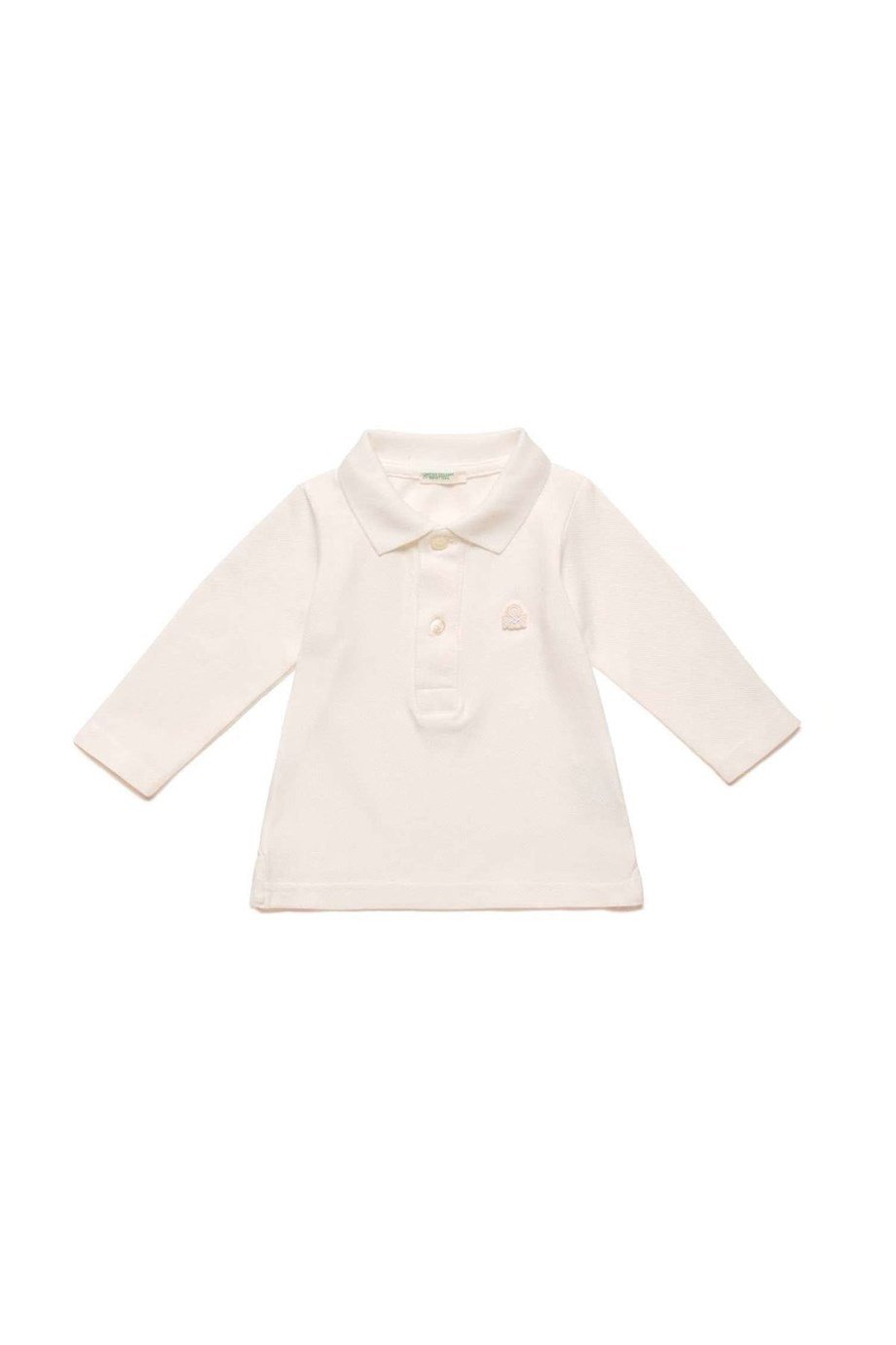 Krem Kız Bebek Benetton Logo Polo Tshirt 