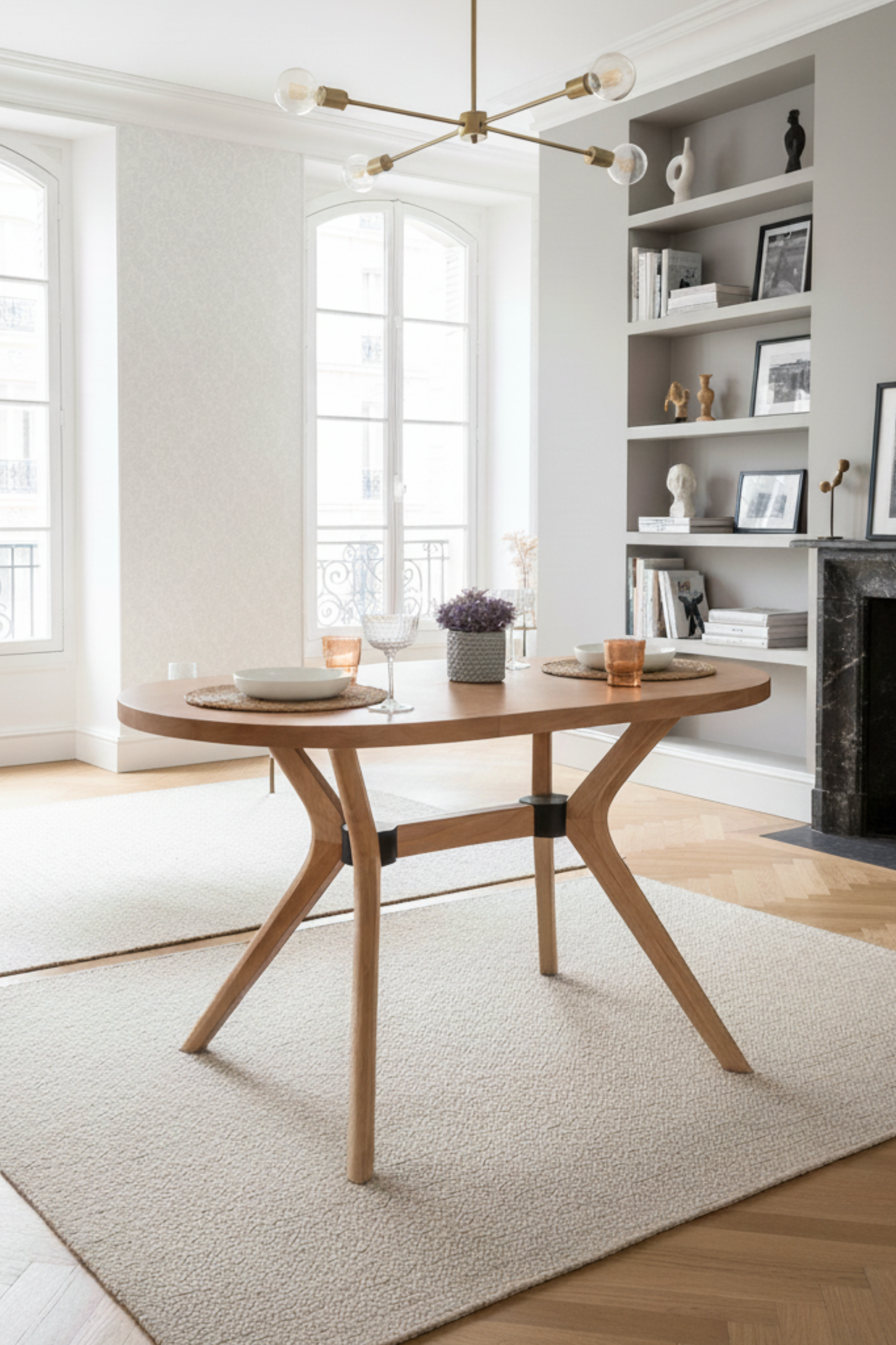 Arlen Natural Ahşap Yemek Masası 80x130 cm – İskandinav Tarzı Modern Mutfak Masası