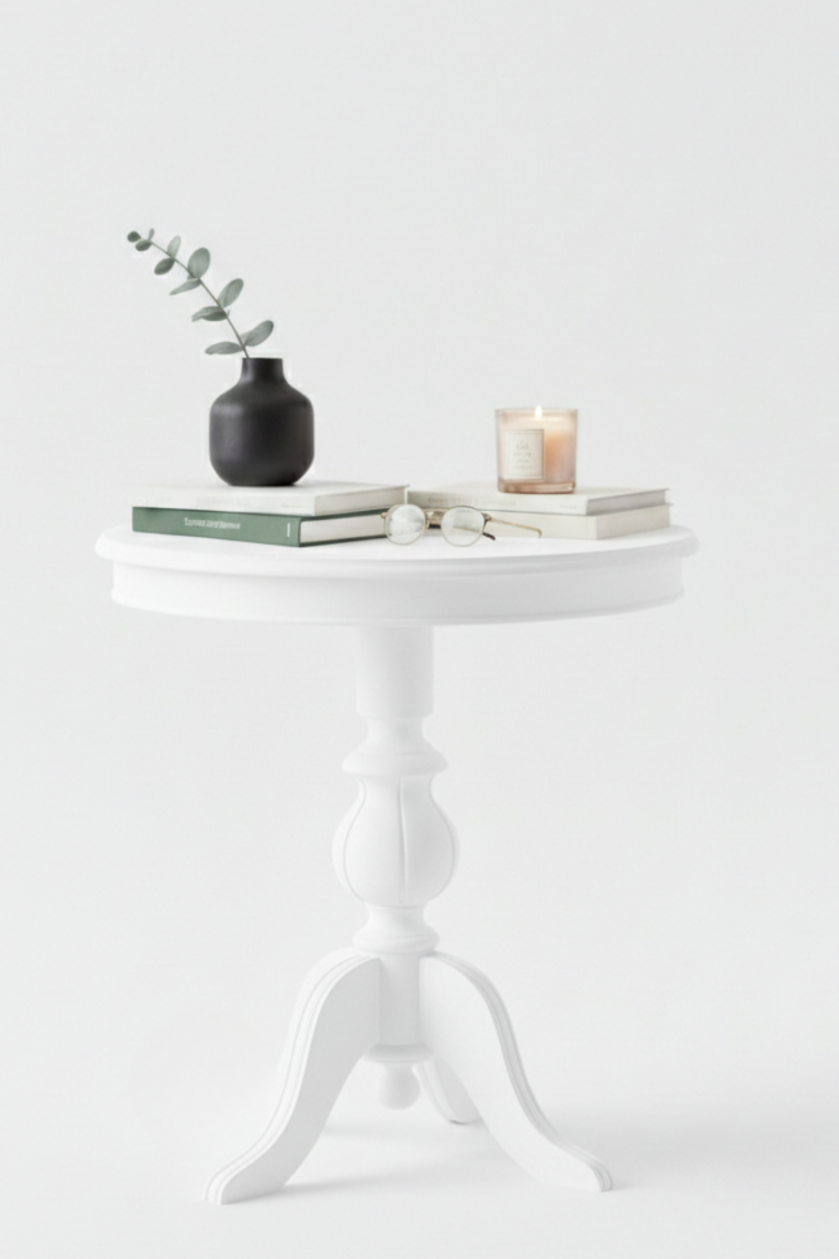 Arden Beyaz Fiskos Yan Sehpa – 60x60x62 cm Modern Minimalist Sehpa, Salon ve Oturma Odası İçin Şık Dekoratif Sehpa