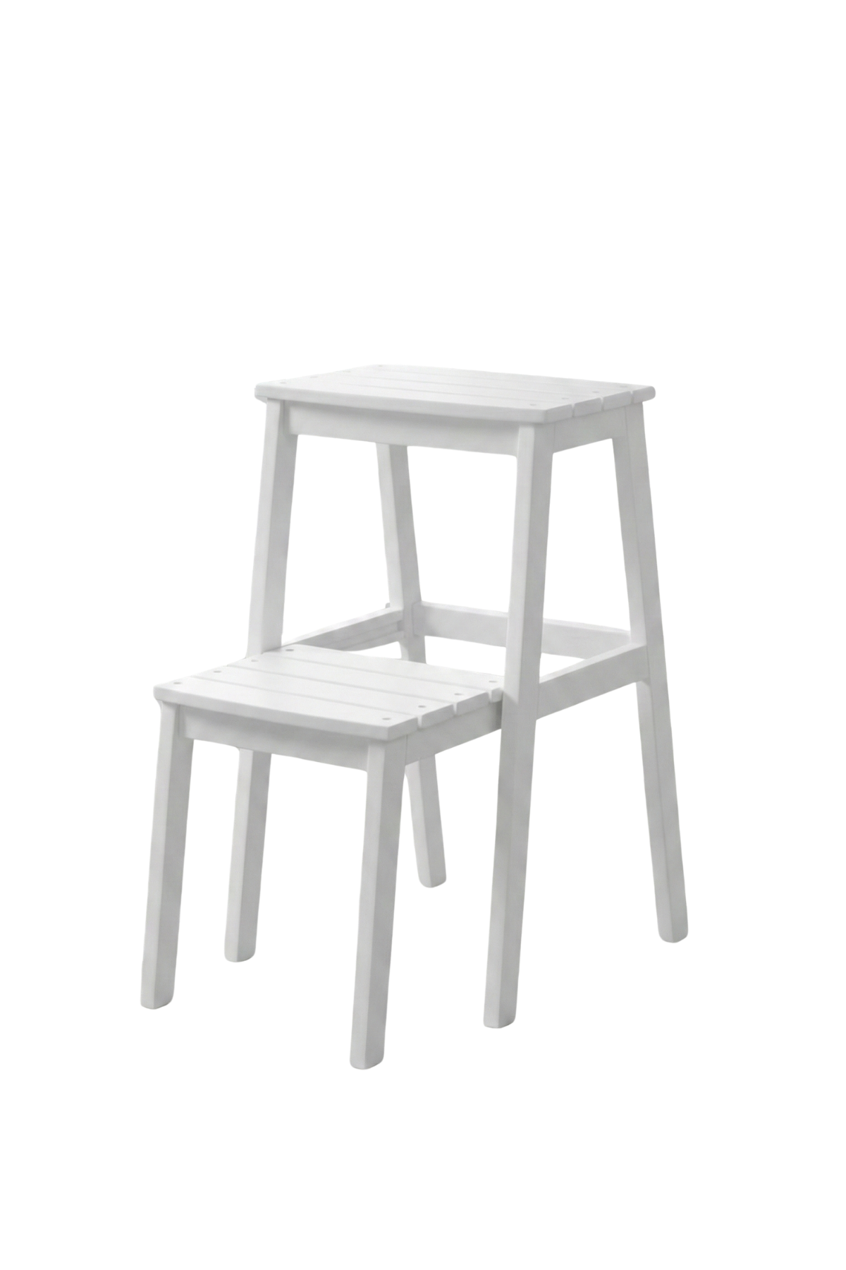 Bianco Beyaz Mat Merdiven Tabure  – Modern Dekoratif Basamaklı Tabure, Çok Amaçlı 36x40x58 cm 