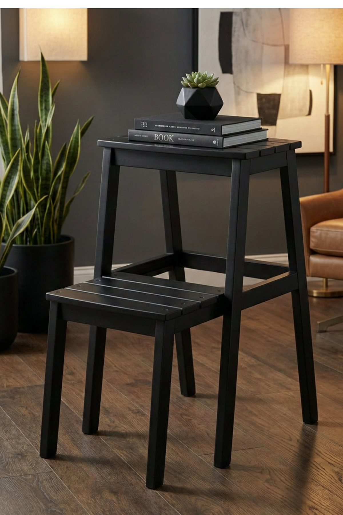 Bianco Siyah Mat Tabure Merdiven  – Çok Amaçlı Basamaklı Tabure, Modern Tasarım 36x40x54 cm