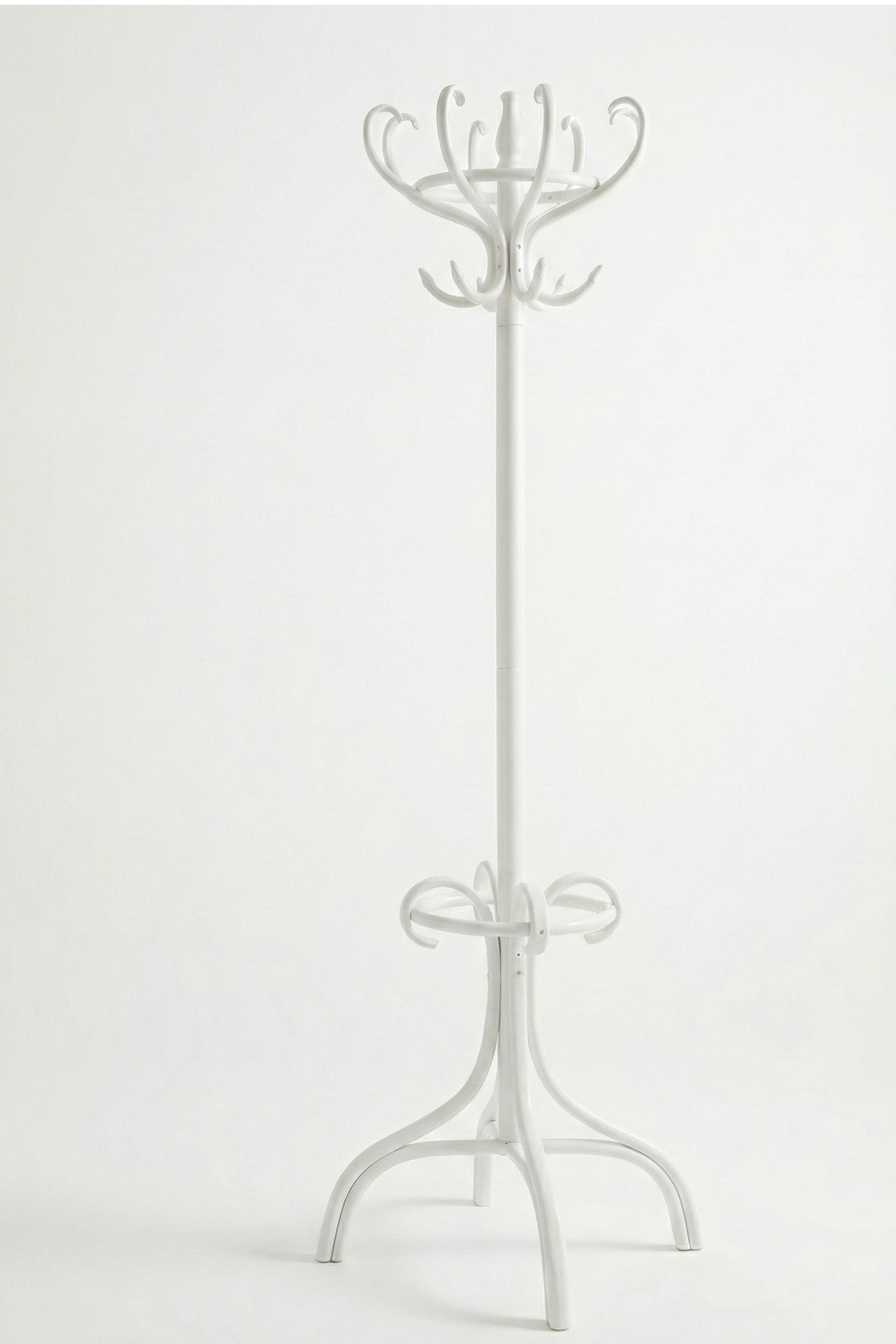 Class Beyaz Ahşap Ayaklı 8li Thonet Askılık – Beyaz Ahşap Gövdeli Modern Vestiyer Askılık