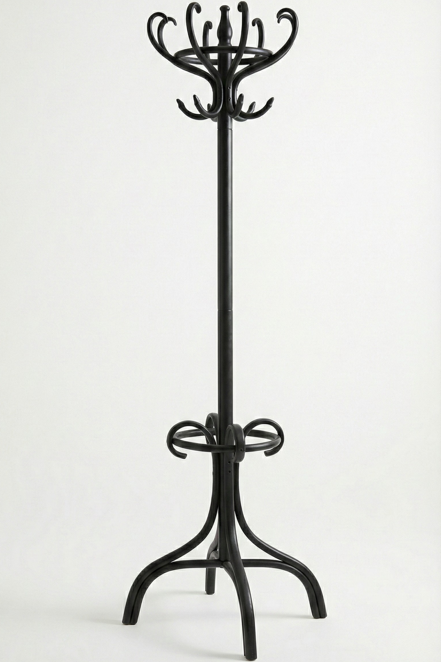 Class Siyah Ahşap Ayaklı 8li Thonet Askılık – Ahşap Siyah Gövdeli Modern Vestiyer Askılık 
