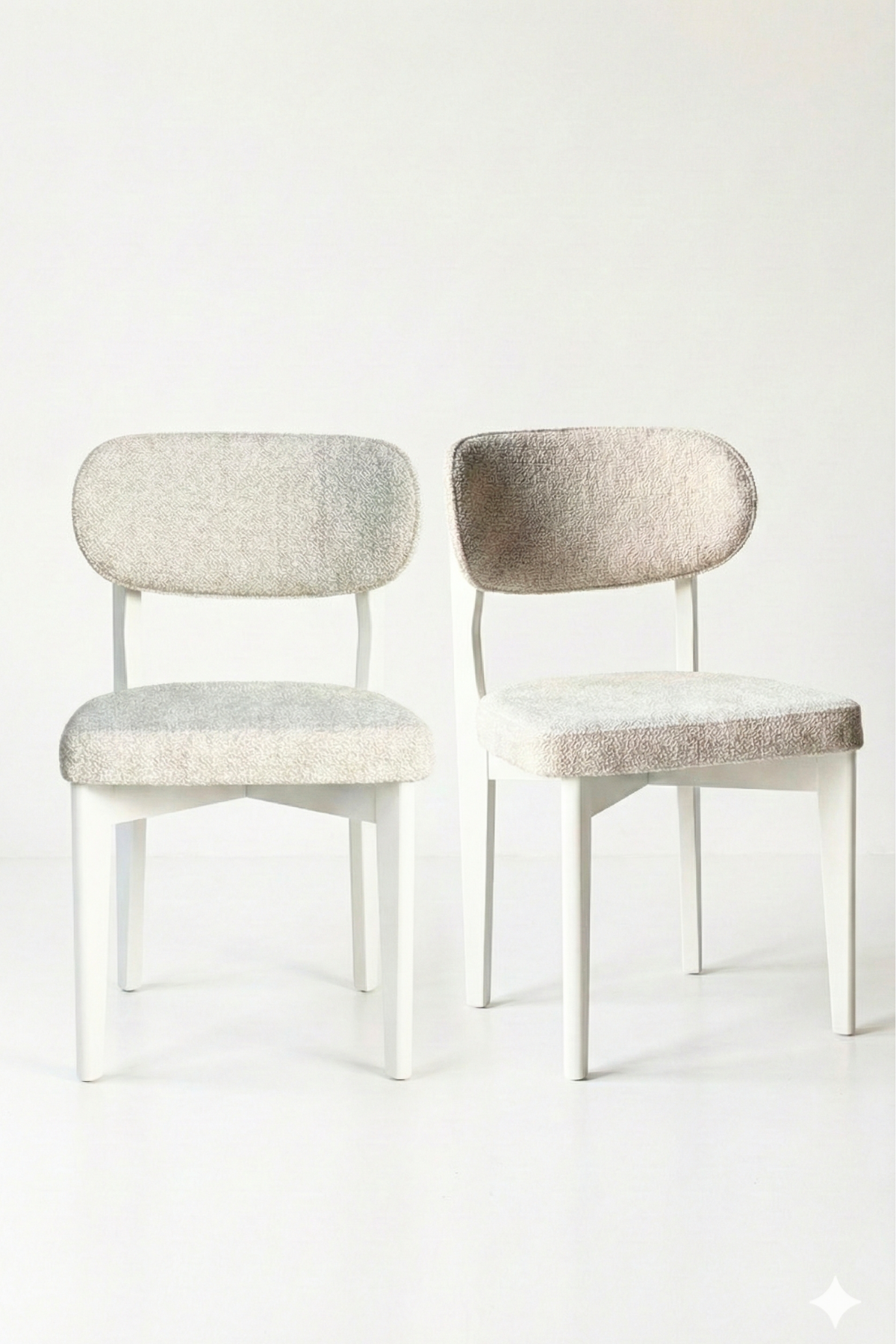 Cosmo Beyaz Ahşap Döşemeli Sandalye 2li Set 54x48x80 cm – Modern Kumaş Kaplı Yemek Odası & Mutfak Sandalyesi Takımı