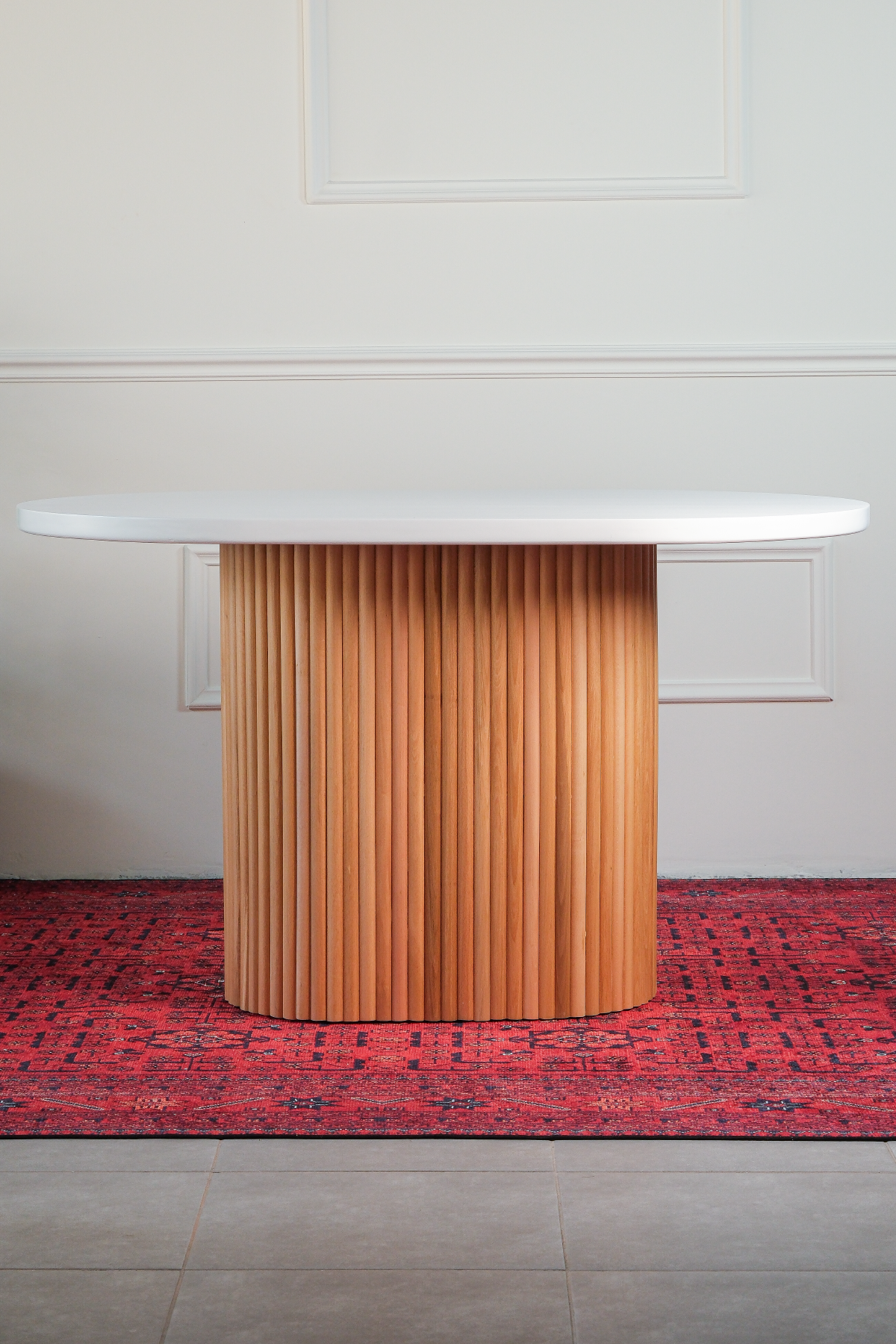 Woodenbend Mirla Natural Beyaz  80x130 cm Oval Yemek Masası – Bohem & İskandinav Tarz