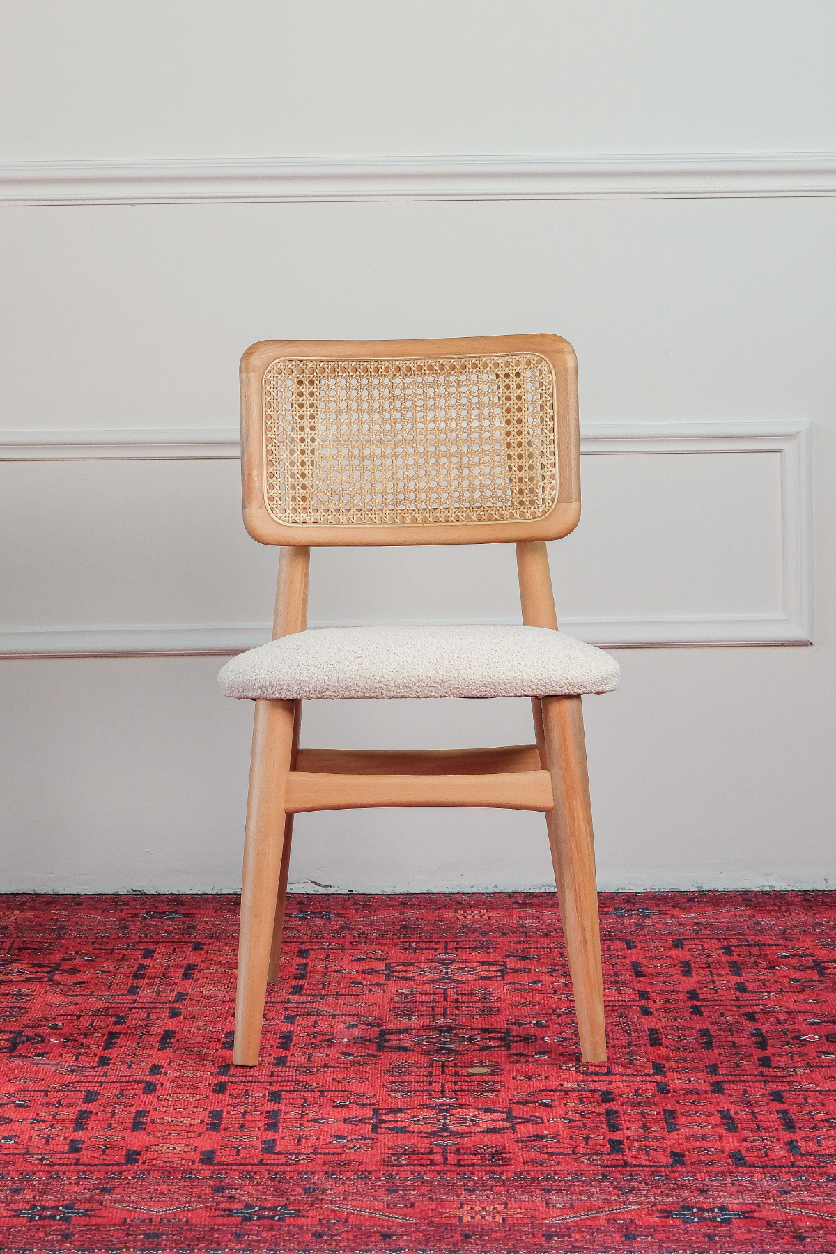 İris Natural Renk Kayın Ağacı Doğal Hazeran Sırt Döşemeli Tekli Sandalye | Country & İskandinav Tarz Ahşap Yemek Odası ve Mutfak Sandalyesi