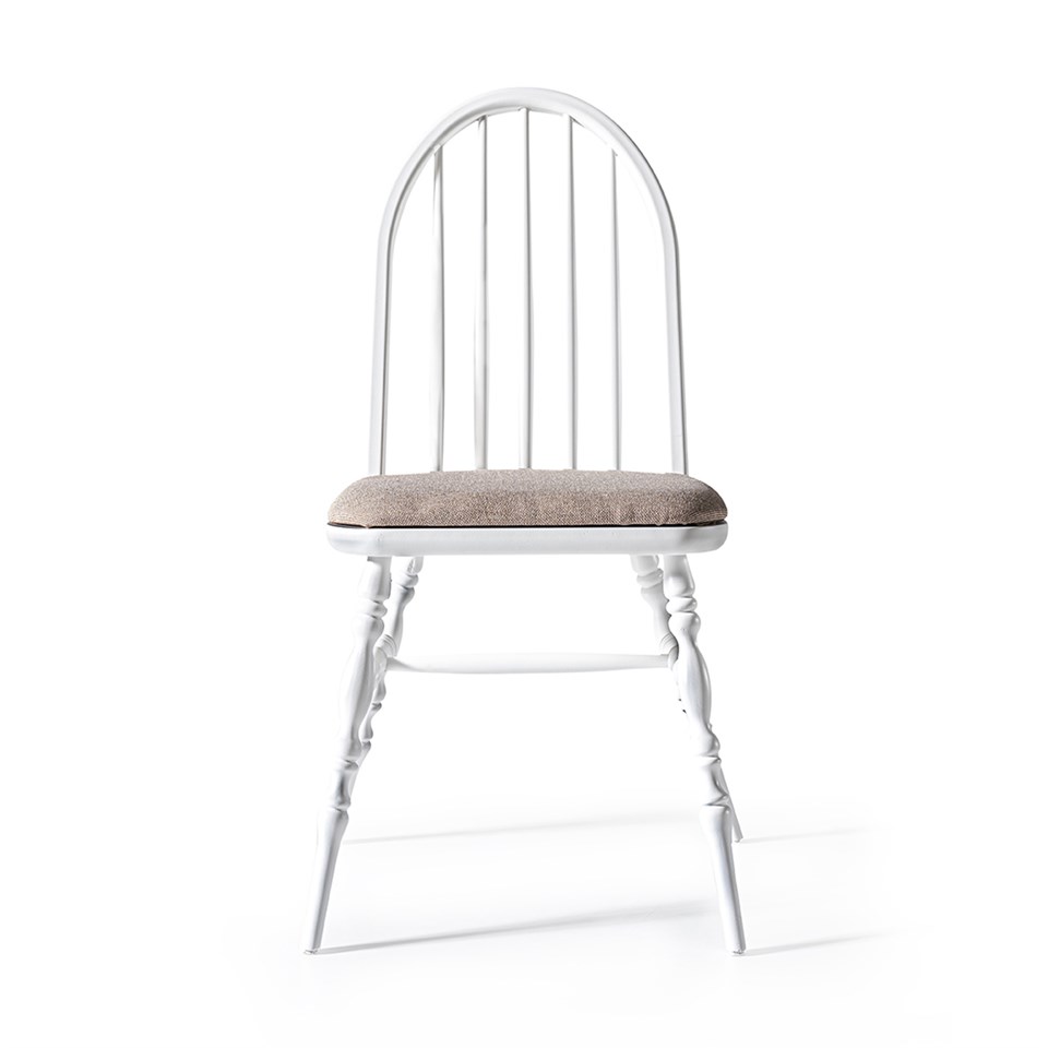 Woodenbend Laura Beyaz Kayın Sandalye –Detaylı El İşçiliği 
