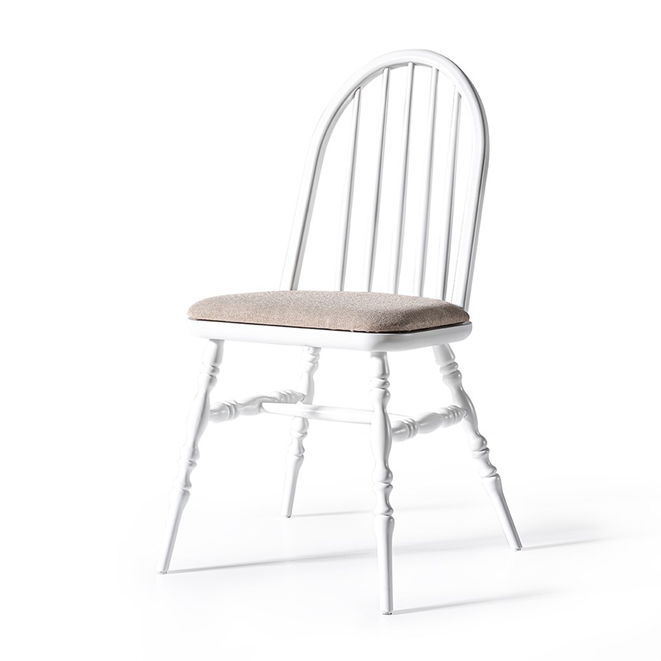 Woodenbend Laura Beyaz Kayın Sandalye –Detaylı El İşçiliği 