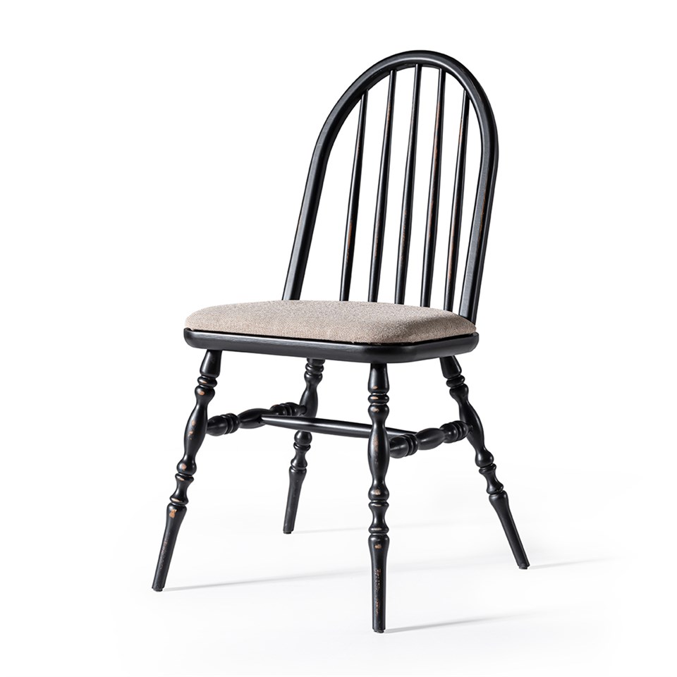Woodenbend Laura Eskitilmiş Siyah Ahşap Sandalye