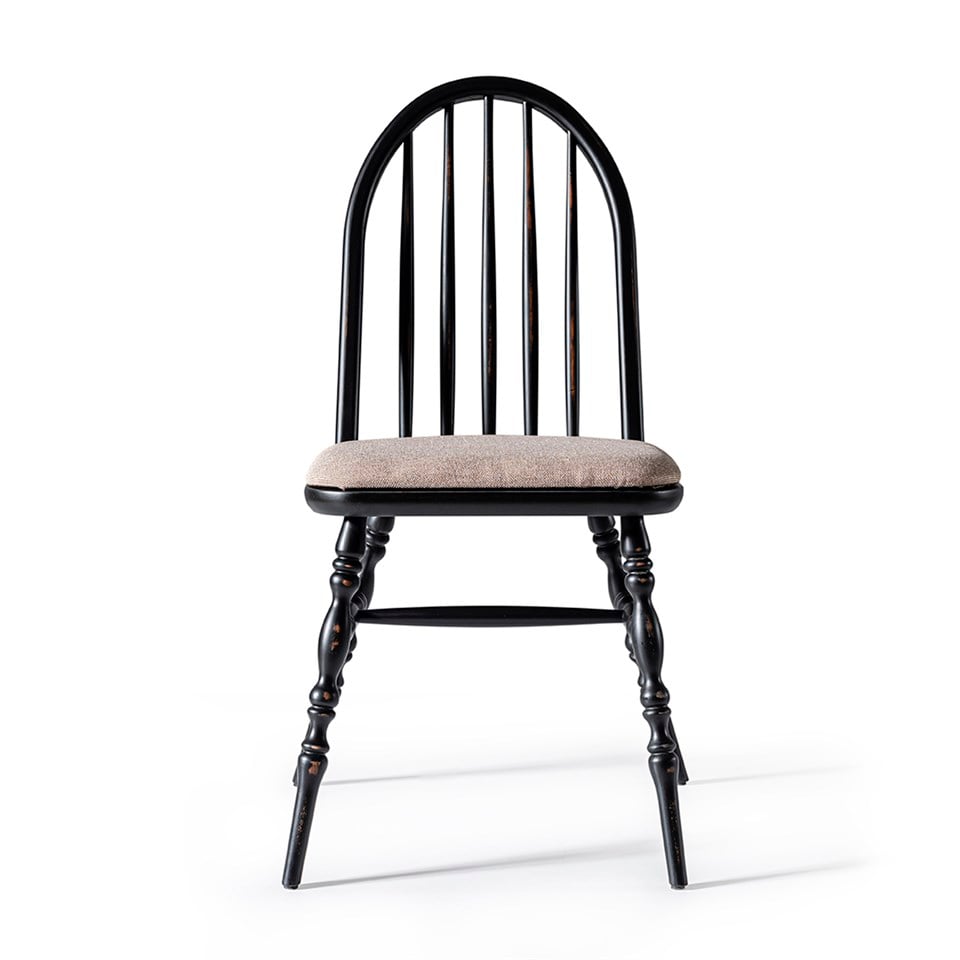 Woodenbend Laura Eskitilmiş Siyah Ahşap Sandalye