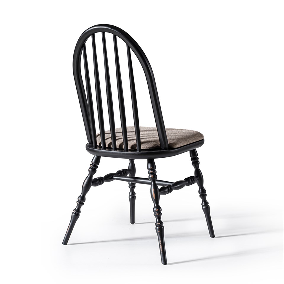 Woodenbend Laura Eskitilmiş Siyah Ahşap Sandalye