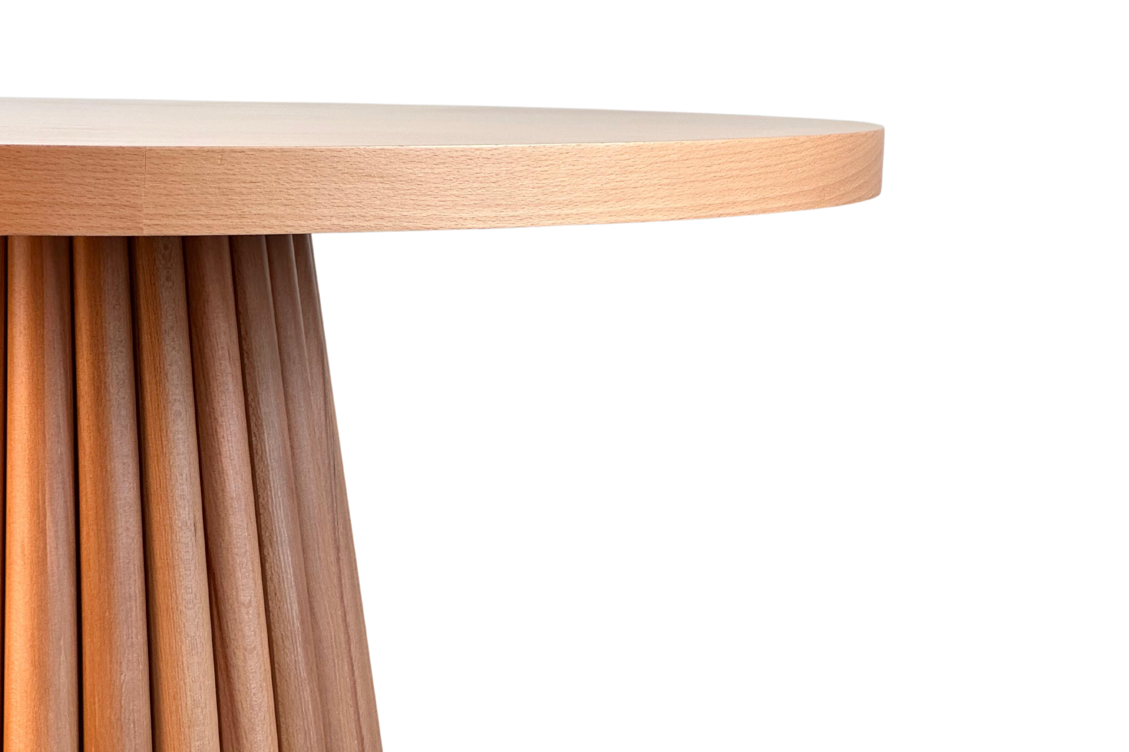 Woodenbend Luis Yuvarlak Natural 100 cm Ahşap Yemek Masası Takımı – Hazeran Sandalyeli 4 Kişilik Masa Seti
