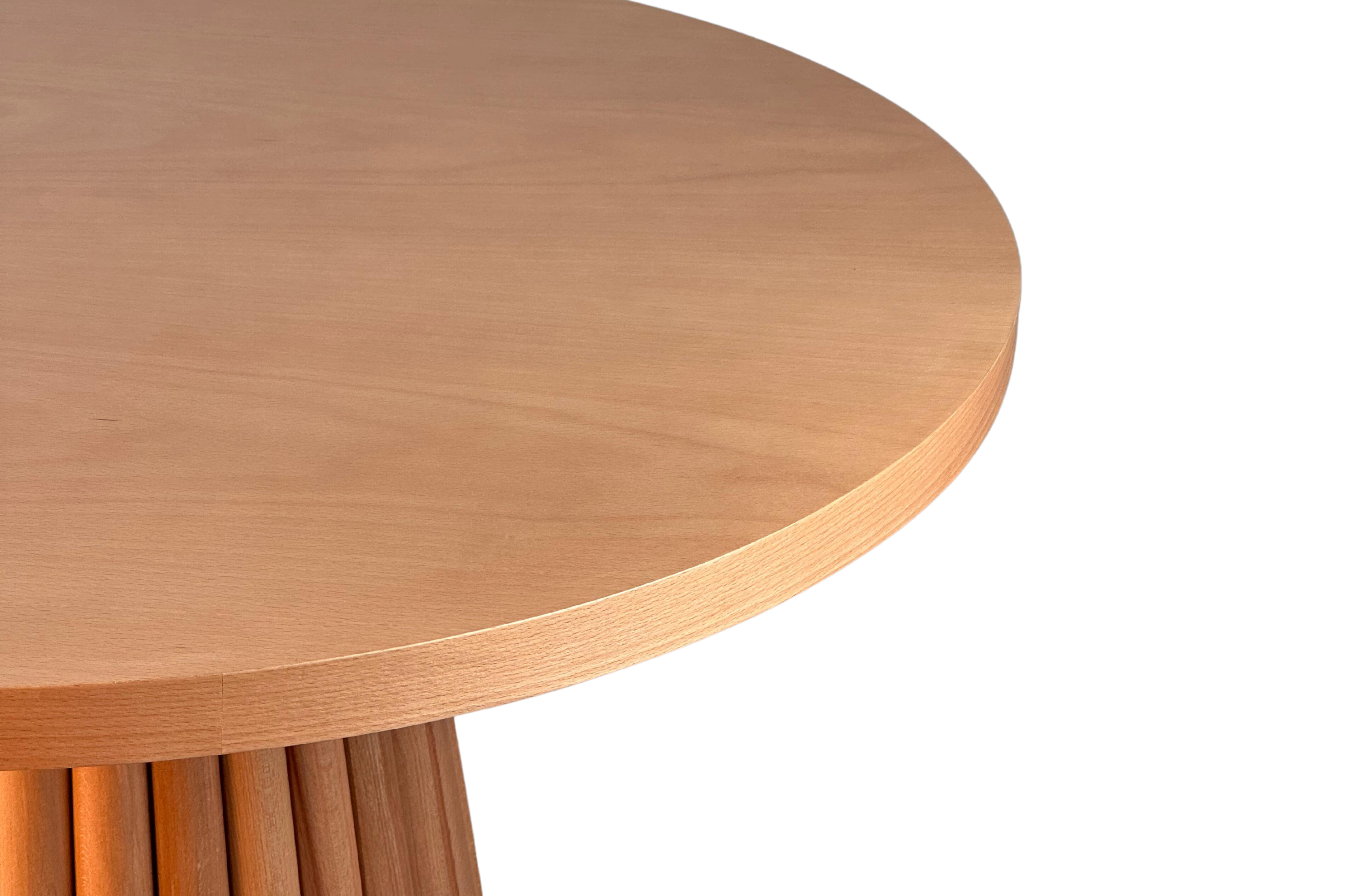 Woodenbend Luis Yuvarlak Natural 100 cm Ahşap Yemek Masası Takımı – Hazeran Sandalyeli 4 Kişilik Masa Seti