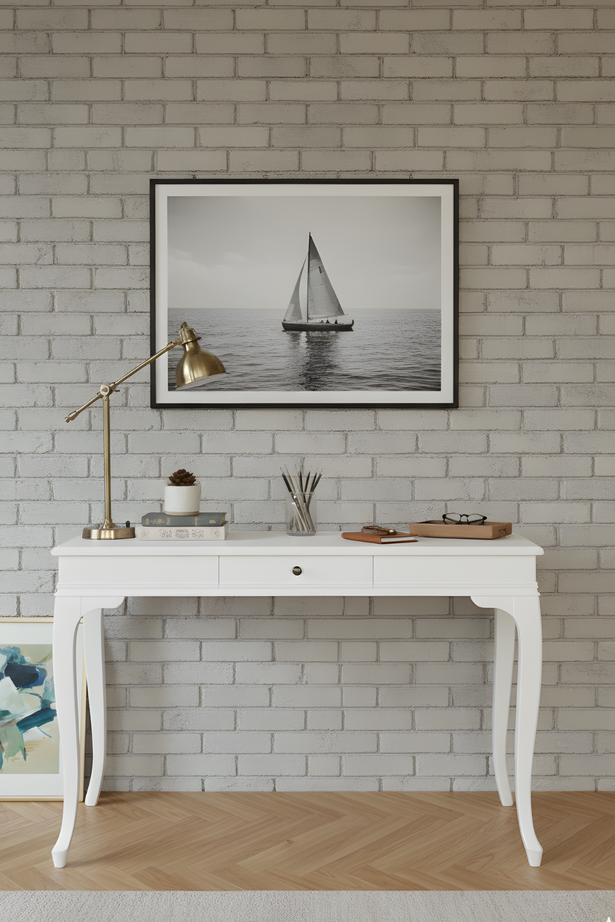 Mirage 70x110 Lake Beyaz Çalışma Masası – Modern Country Rustik Tasarım, Ev ve Ofis İçin Şık Çalışma Masası
