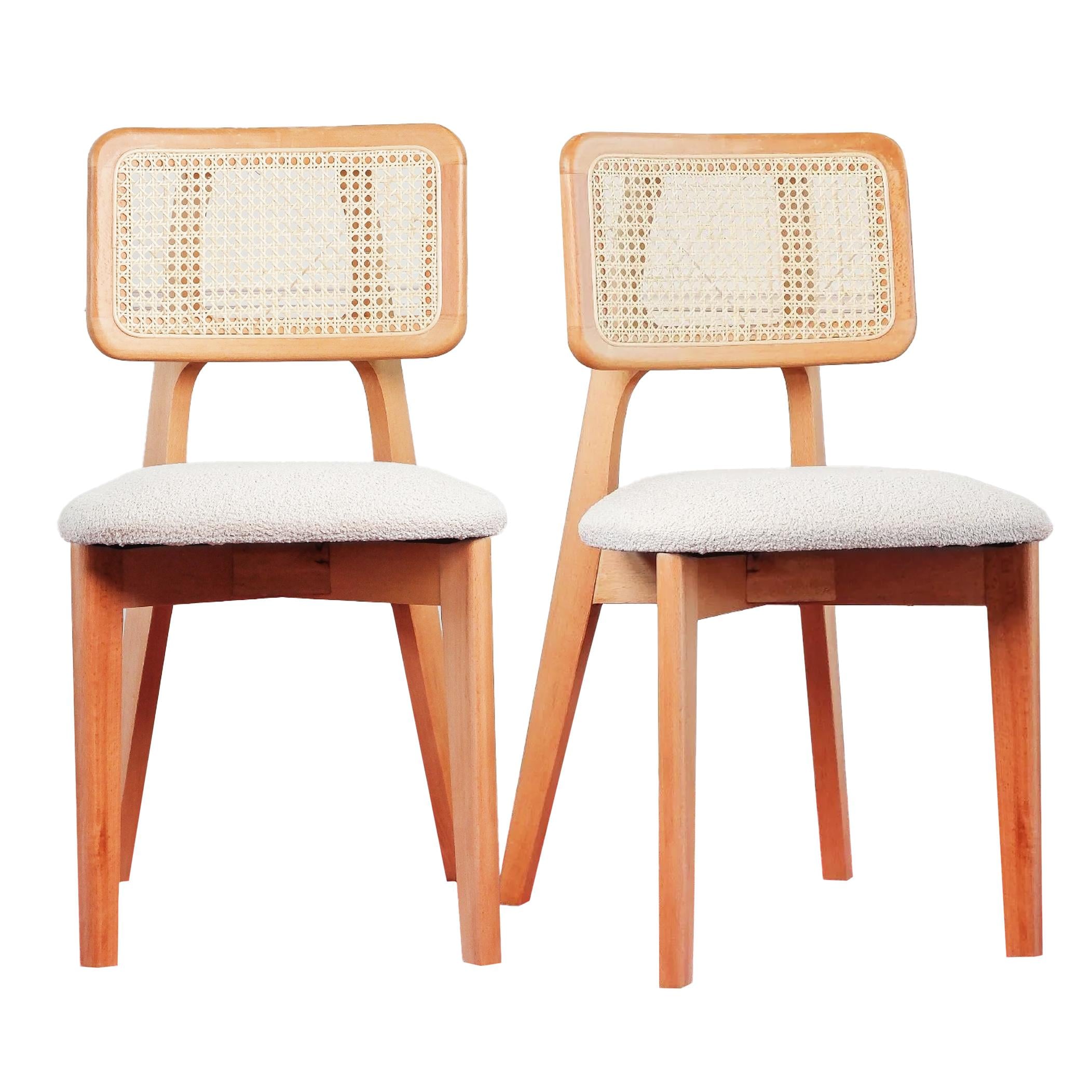 Woodenbend Mirla Natural Kayın Sandalye – Hazeran Detaylı El İşçiliği ( 2 adet)
