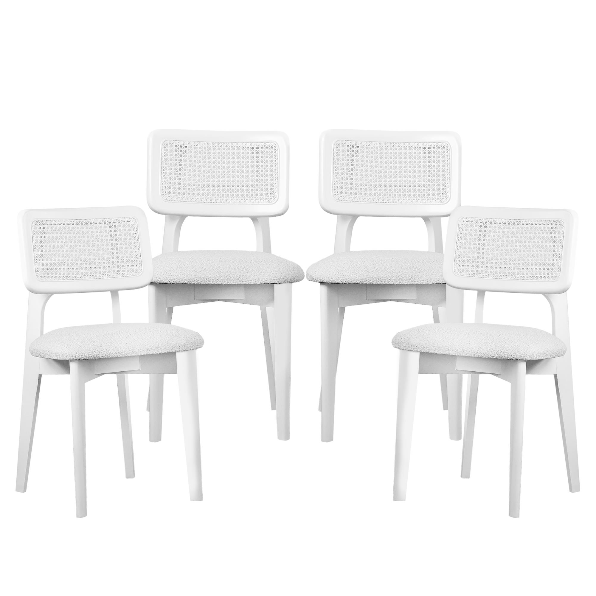 Woodenbend Mirla Ahsap Hazeranlı Sandalye Beyaz (4 Adet)