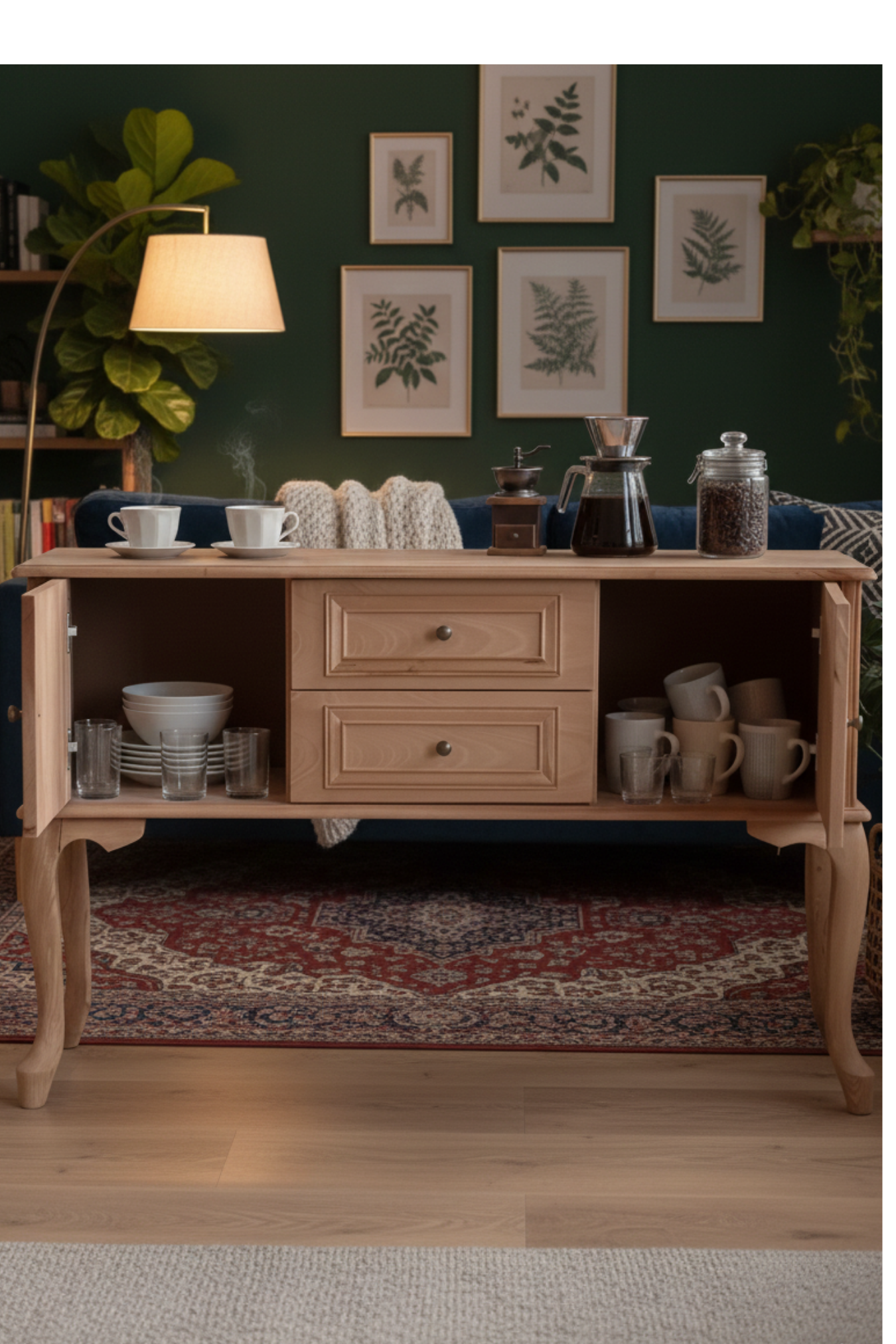 Woodenbend Olivia Natural Ahşap Konsol 130 cm | Kayın Kaplama Modern Çok Amaçlı Şık Konsol