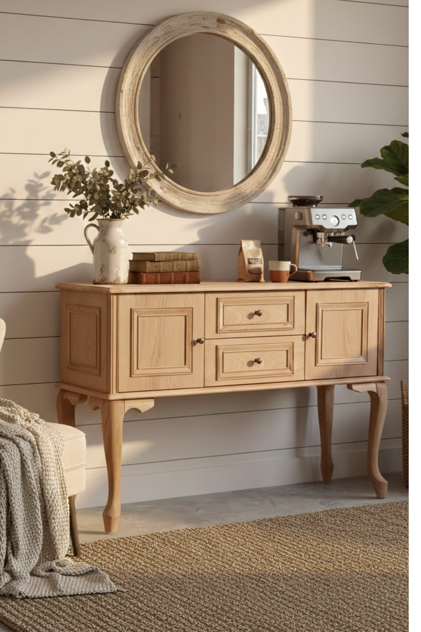 Woodenbend Olivia Natural Ahşap Konsol 130 cm | Kayın Kaplama Modern Çok Amaçlı Şık Konsol