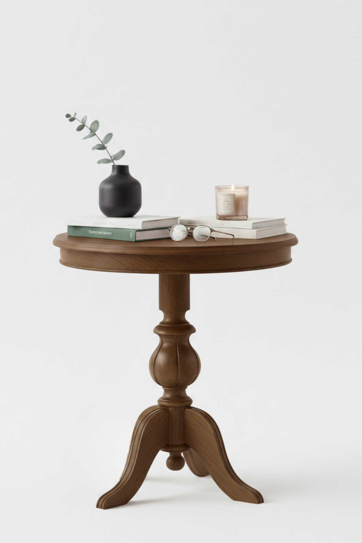 Arden Ceviz Rengi Fiskos Yan Sehpa – 60x60x62 cm Modern Minimalist Sehpa, Salon ve Oturma Odası İçin Şık Dekoratif Sehpa
