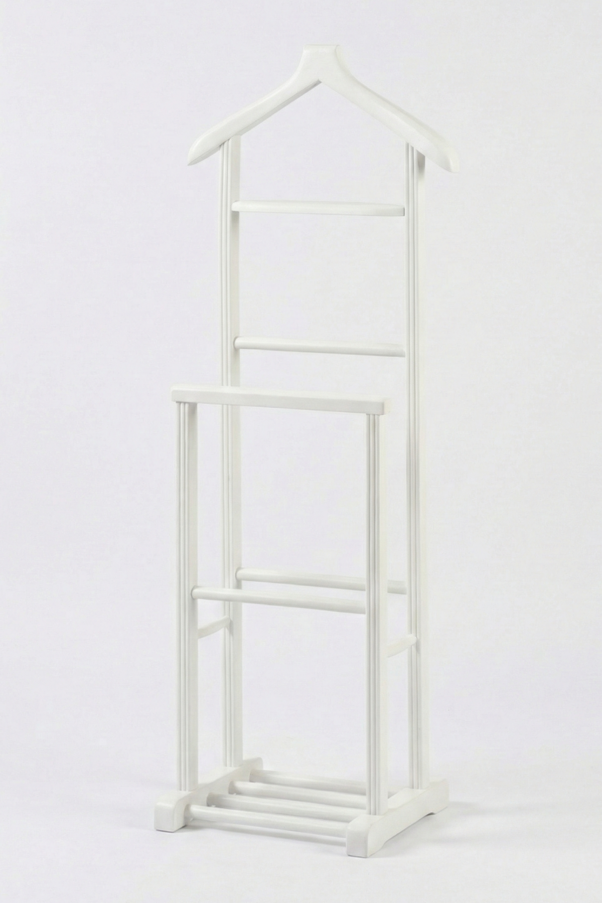 Servant Beyaz Çiftli Dilsiz Uşak 50x34x130 cm Ahşap Elbise & Ceket Askılığı – 