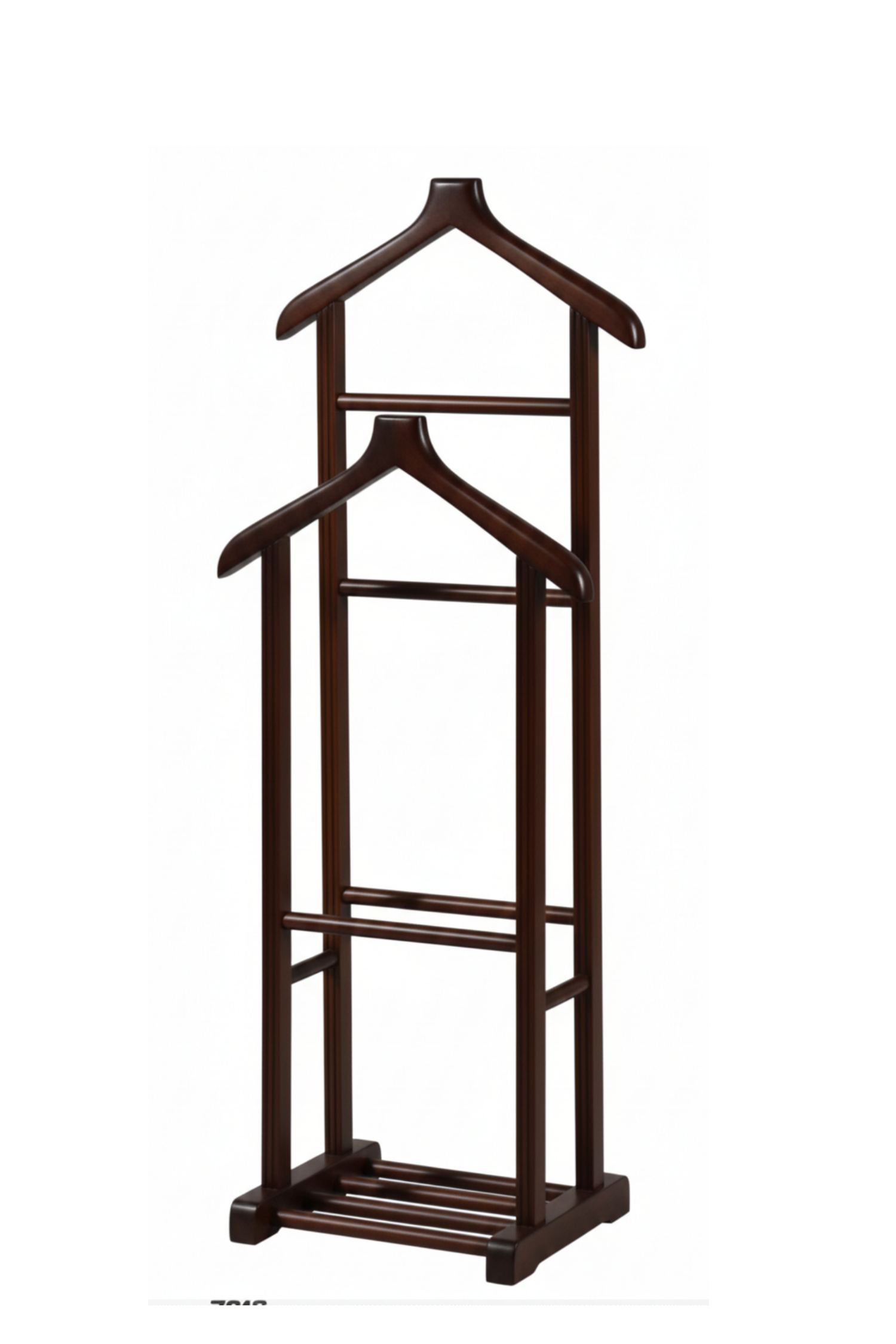 Stone Çift Tepeli Dilsiz Uşak Ceviz – Masif Kayın Ağacı Klasik Elbise Askılığı & Zamansız Ahşap Ceket Pantolon Standı (130x50x34 cm)