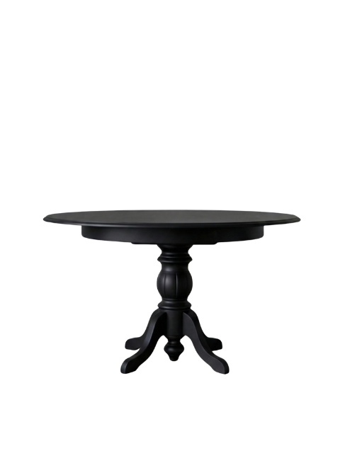 Woodenbend Lora Siyah Yuvarlak Açılır Yemek Masası Takımı 100x100 / 130 cm Mat Lake Üst Tabla | Kumaş Sandalyeli 4-6 Kişilik Modern Şık Ahşap Masa Seti