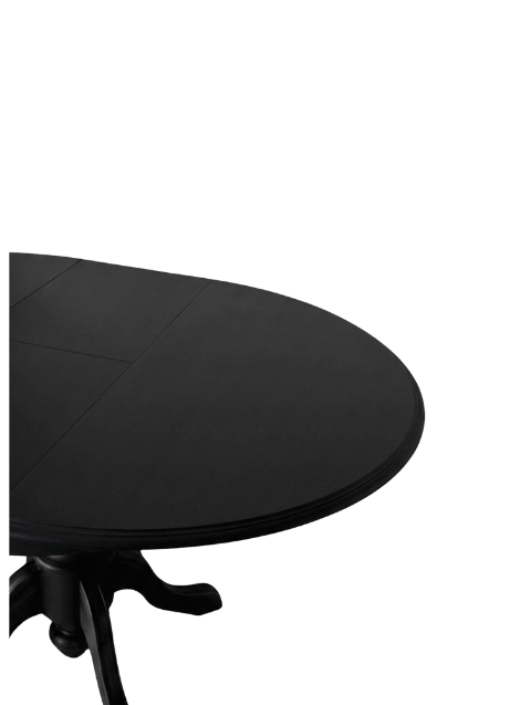 Woodenbend Lora Siyah Yuvarlak Açılır Yemek Masası Takımı 100x100 / 130 cm Mat Lake Üst Tabla | Kumaş Sandalyeli 4-6 Kişilik Modern Şık Ahşap Masa Seti