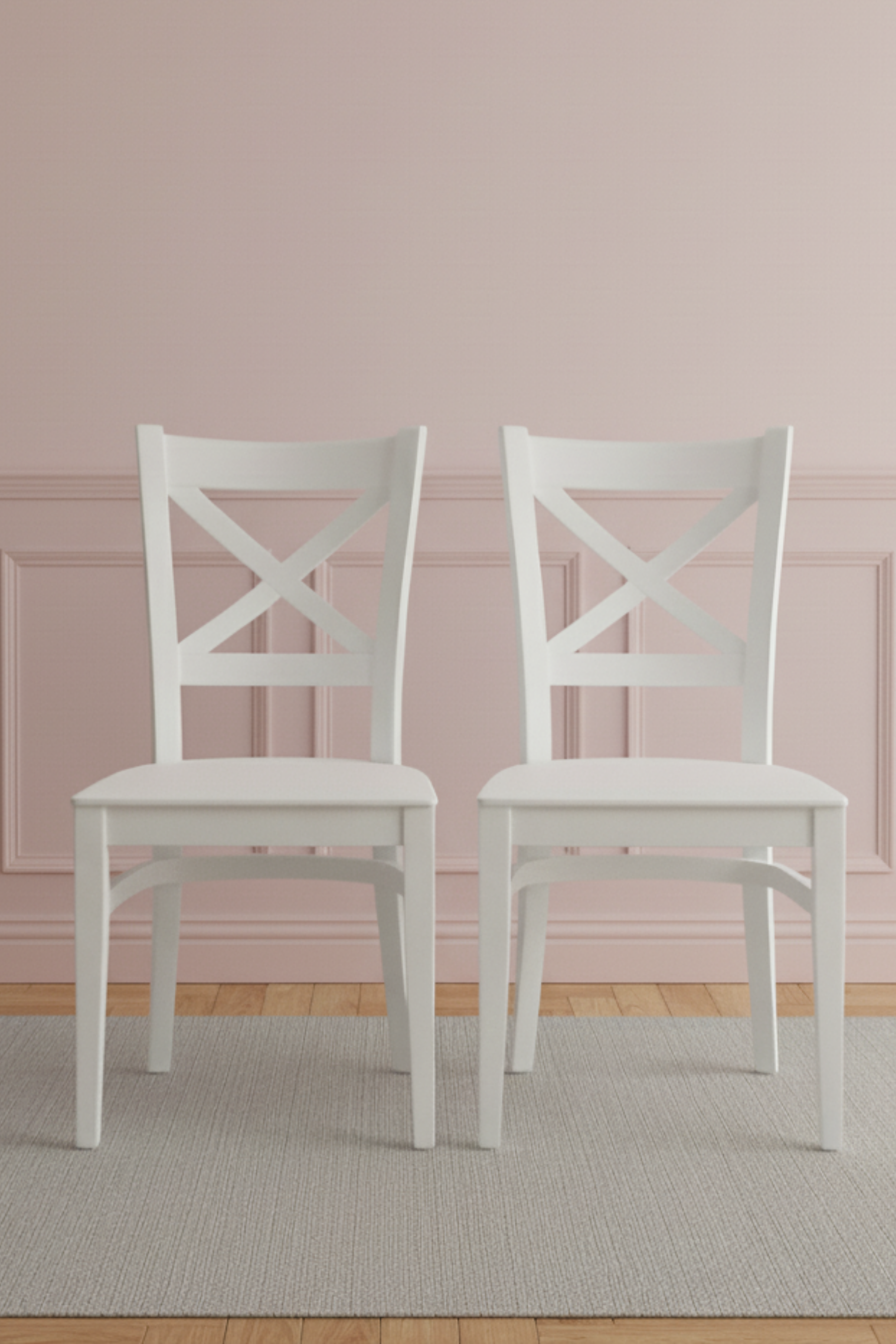 Woodenbend Bodrum Beyaz Ahşap Sandalye – Doğal Kayın Ağacı 2 Adet