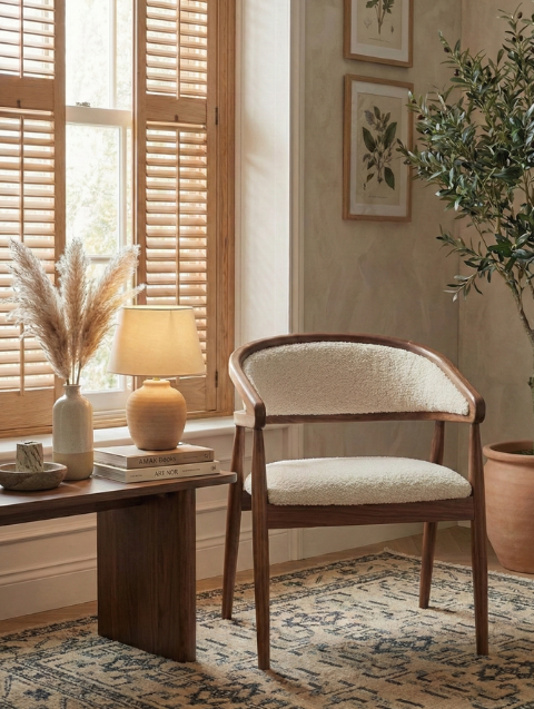 Woodenbend Lora Ceviz Yuvarlak Açılır Yemek Masası Takımı 100x100 / 130 cm | Kumaş Sandalyeli 4-6 Kişilik Ahşap Masa Seti Modern Country & Rustik