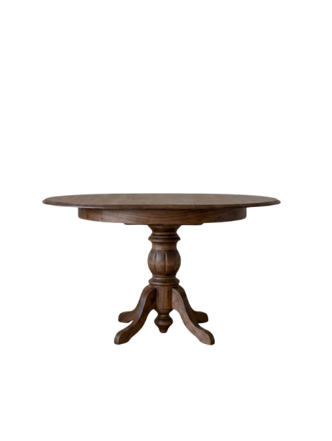 Woodenbend Lora Ceviz Yuvarlak Açılır Yemek Masası Takımı 100x100 / 130 cm | Kumaş Sandalyeli 4-6 Kişilik Ahşap Masa Seti Modern Country & Rustik