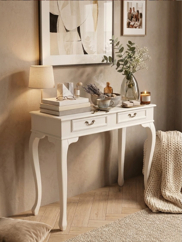 Woodenbend Panama Mat Lake Beyaz Dresuar 100x39x80 cm | 2 Çekmeceli Modern Klasik Şık Antre Dresuar