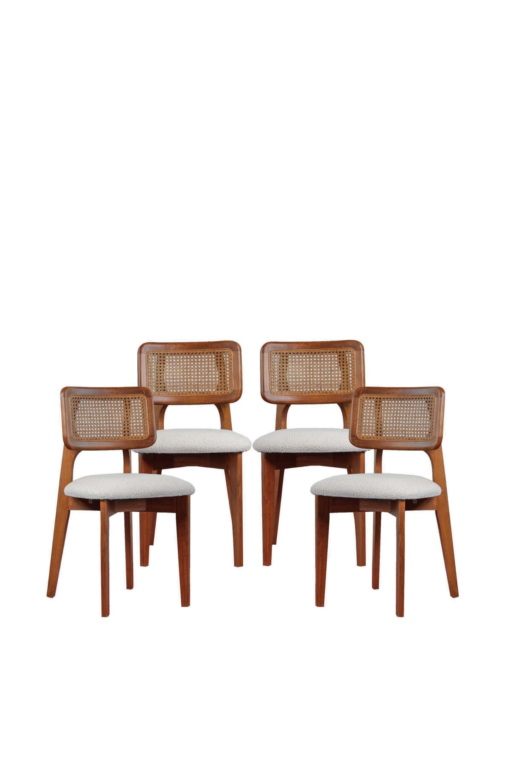 Woodenbend Focus Ceviz Yuvarlak 100 cm Ahşap Açılır Yemek Masası Takımı – Hazeran Sandalyeli 4 Kişilik Masa Seti
