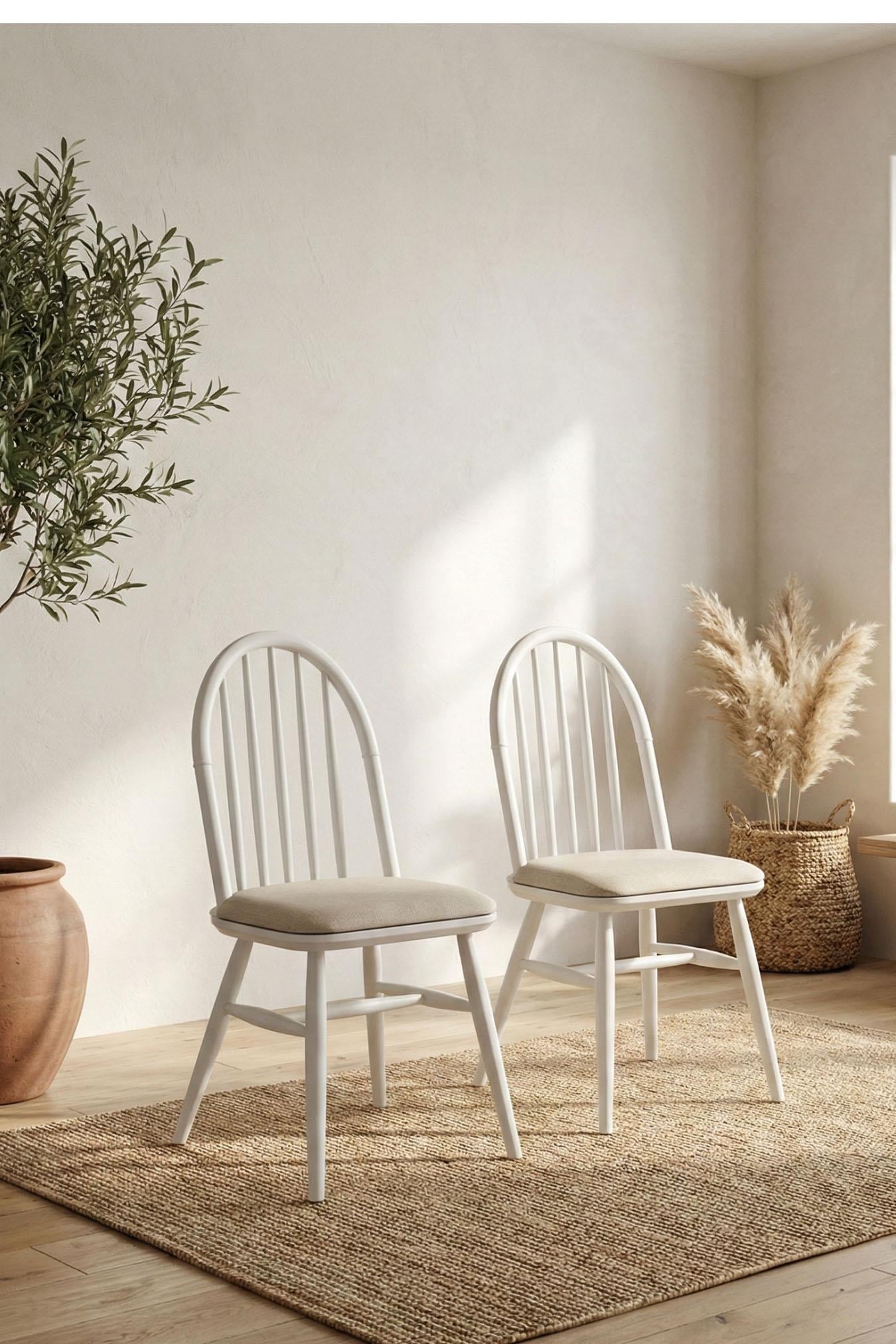 Woodenbend Freya Beyaz 80x120 cm Açılır Masa Takımı – 4 Kayın Sandalyeli Country Şıklık