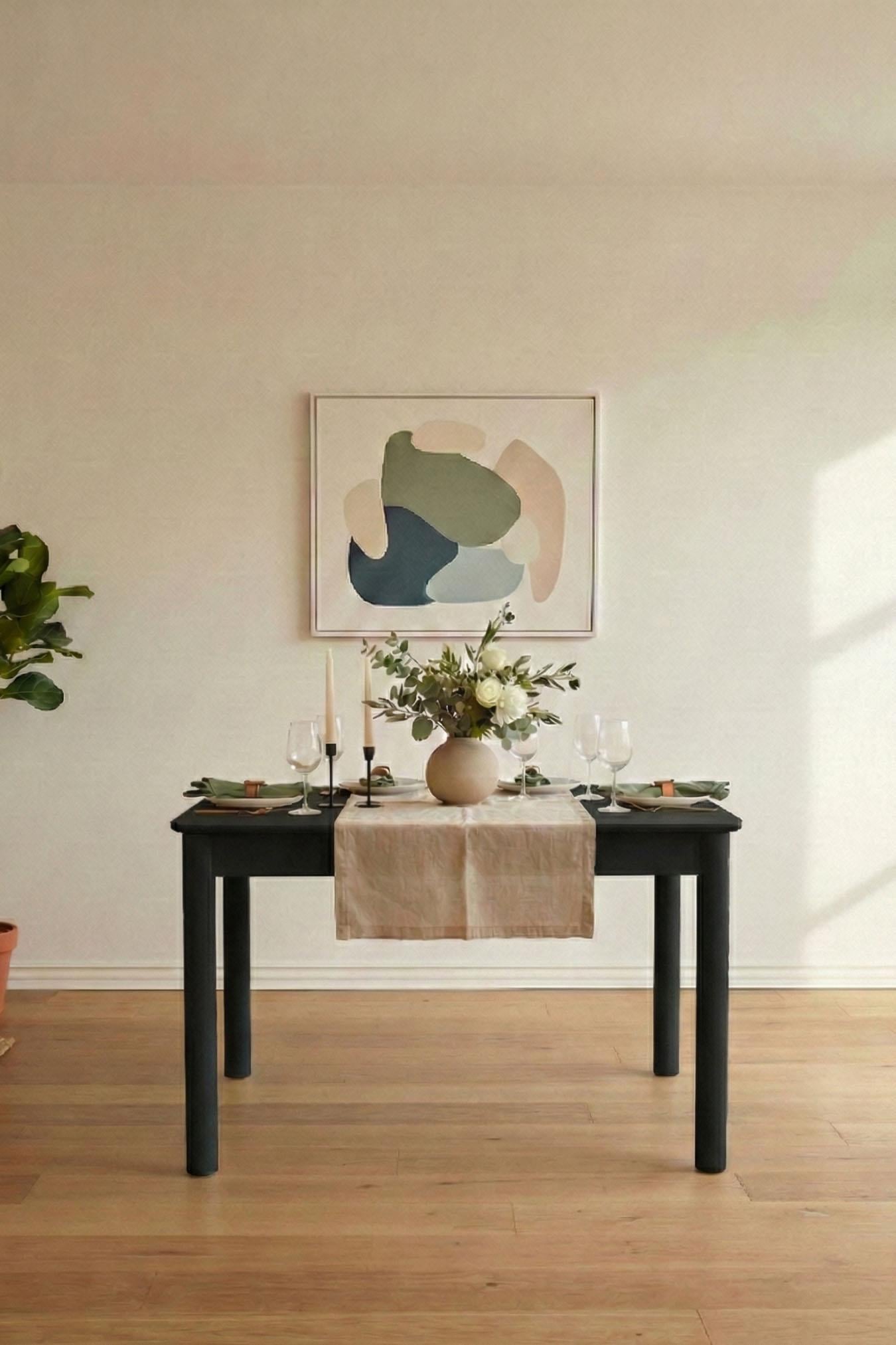 Woodenbend Freya Mat Lake Siyah 80x120 cm Açılır Masa Takımı – 4 Kayın Sandalyeli Country Modern Tasarım